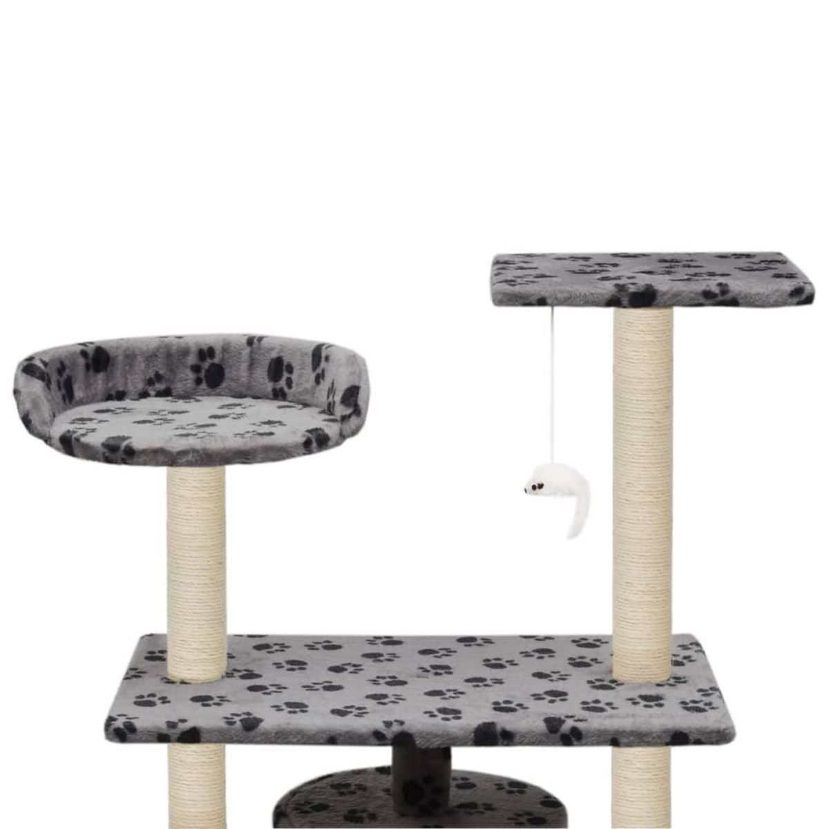 VIDAXL Arbre a chat avec griffoir en sisal 95 cm Gris Motif de pattes