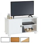 IDIMEX Meuble TV BELFORT, 1 porte et 2 niches, en pin massif. Coloris disponibles : Marron