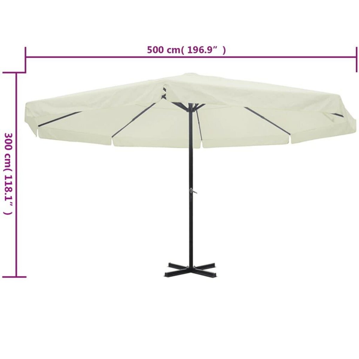 VIDAXL Parasol Blanc Aluminium 500 cm