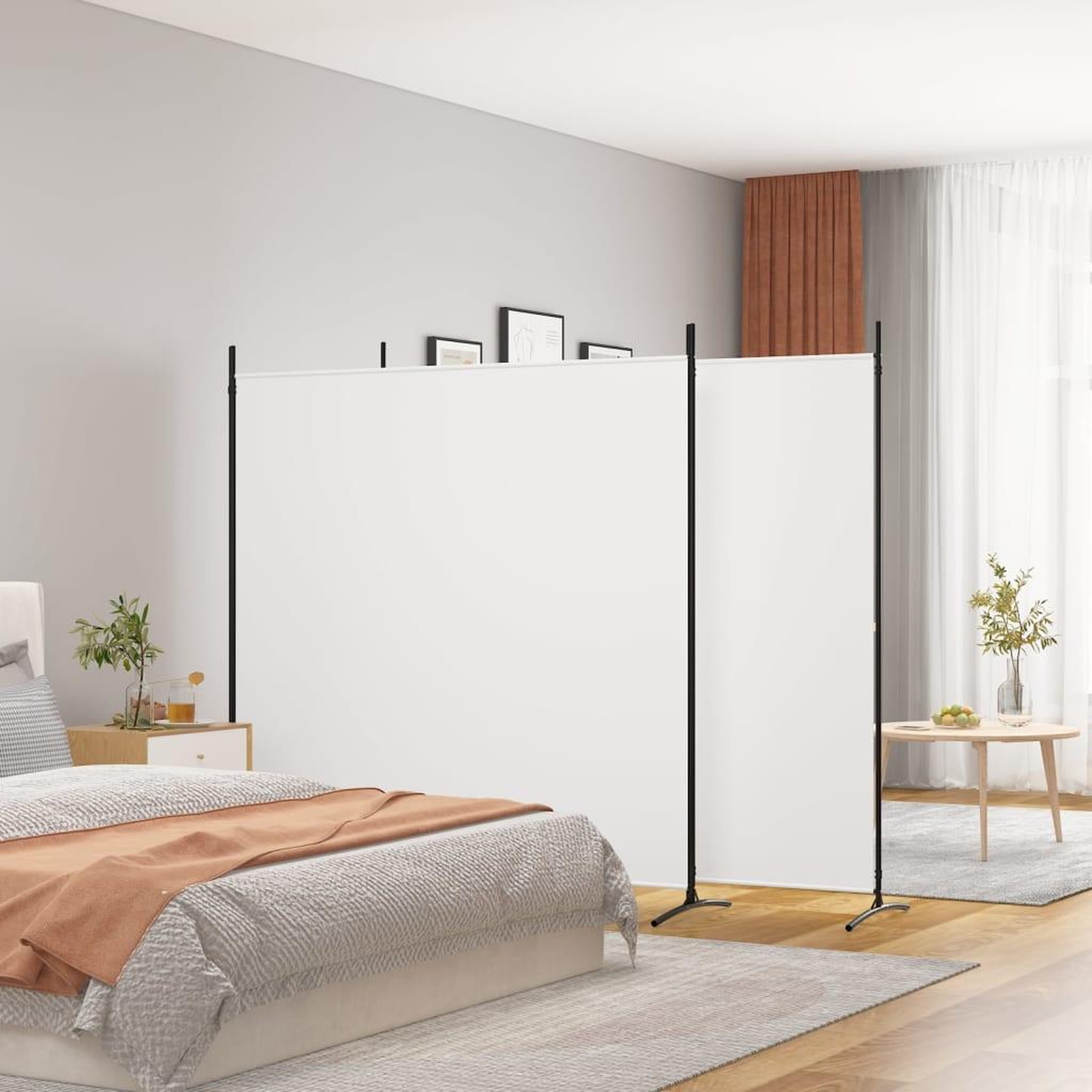 VIDAXL Cloison de separation 3 panneaux Blanc 525x180 cm Tissu