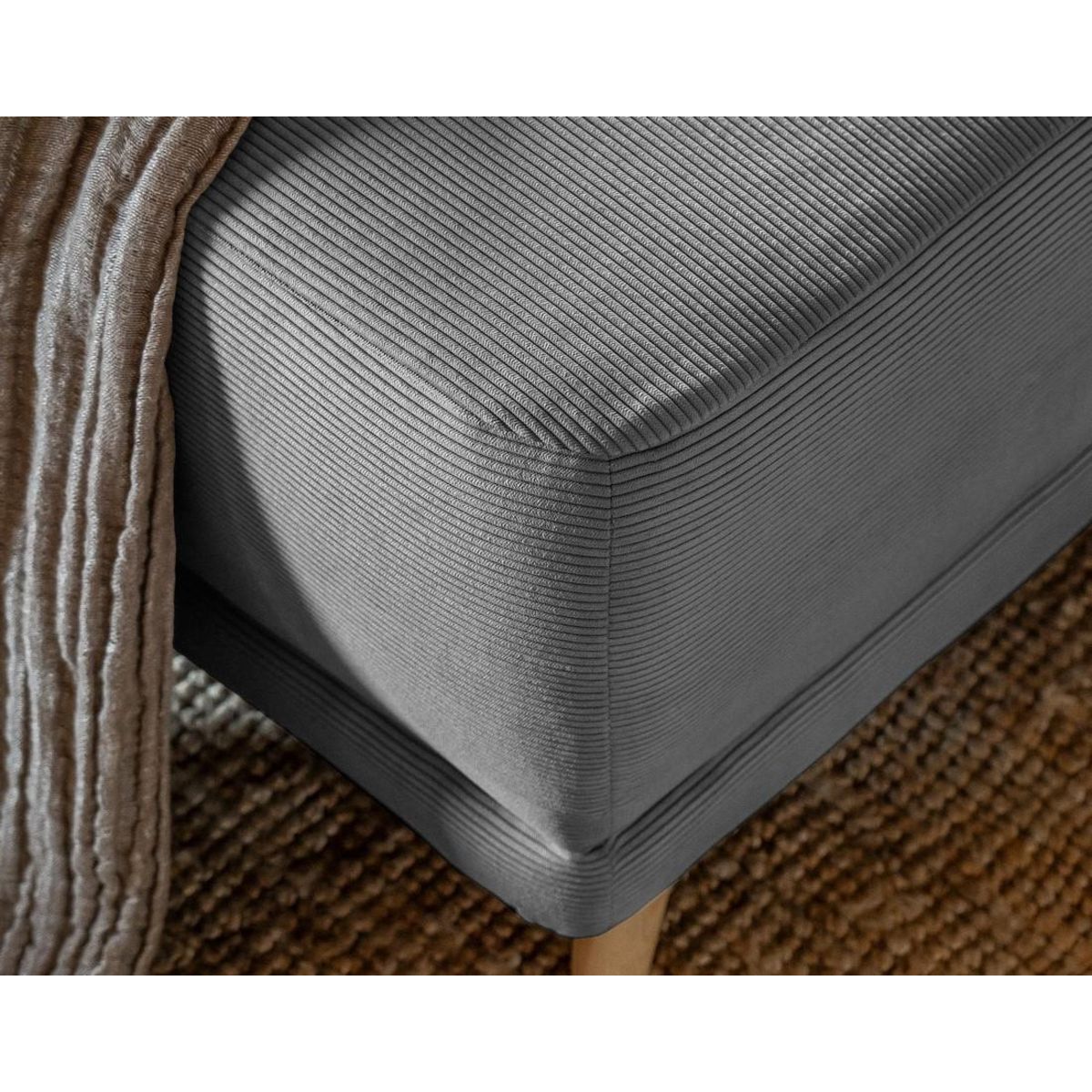 BEST MOBILIER Lena - canapé panoramique d'angle gauche 7 places - convertible avec coffre - en velours côtelé