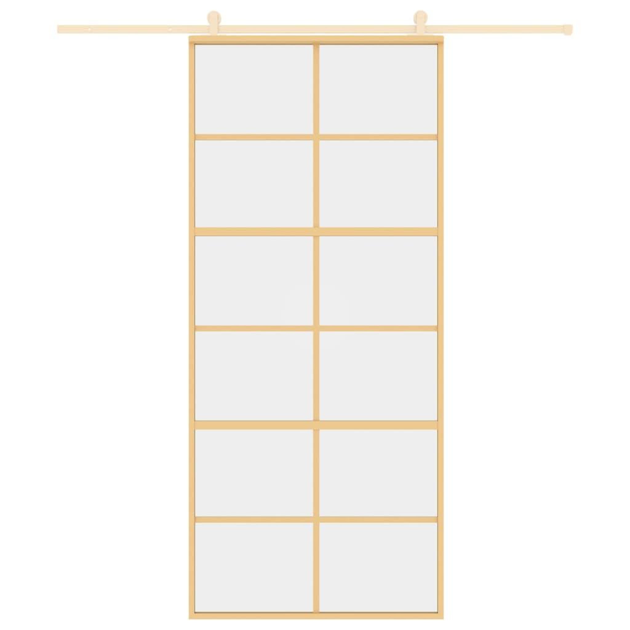 Voir la diapositive 3 : VIDAXL Porte coulissante dore 90x205 cm verre ESG clair et aluminium