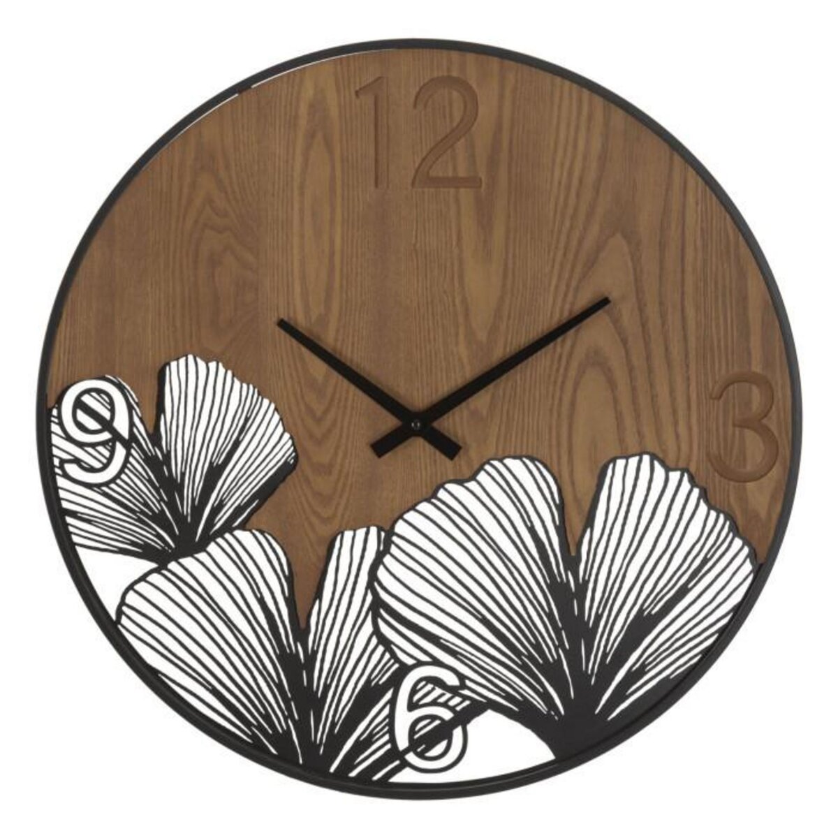 Paris Prix Horloge Murale Design  Super Leaf  60cm Marron & Noir