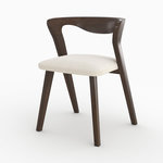 MAISON PAVANE Chaise en bois d'hévéa foncé et tissu bouclé crème-Vega