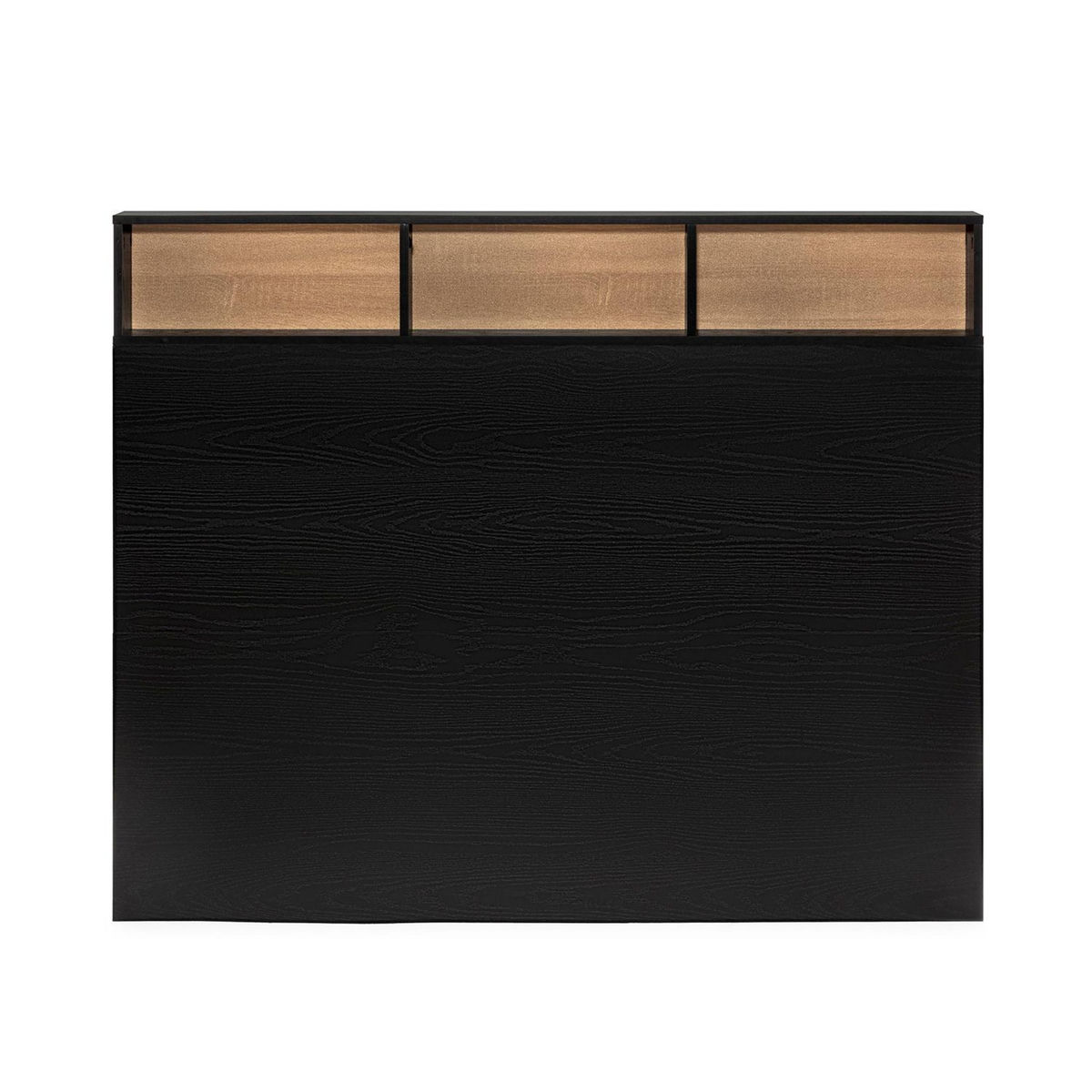 VS VENTA-STOCK Tête de lit Zeus 165 cm avec rangements noirs, 2 portes 9 trous