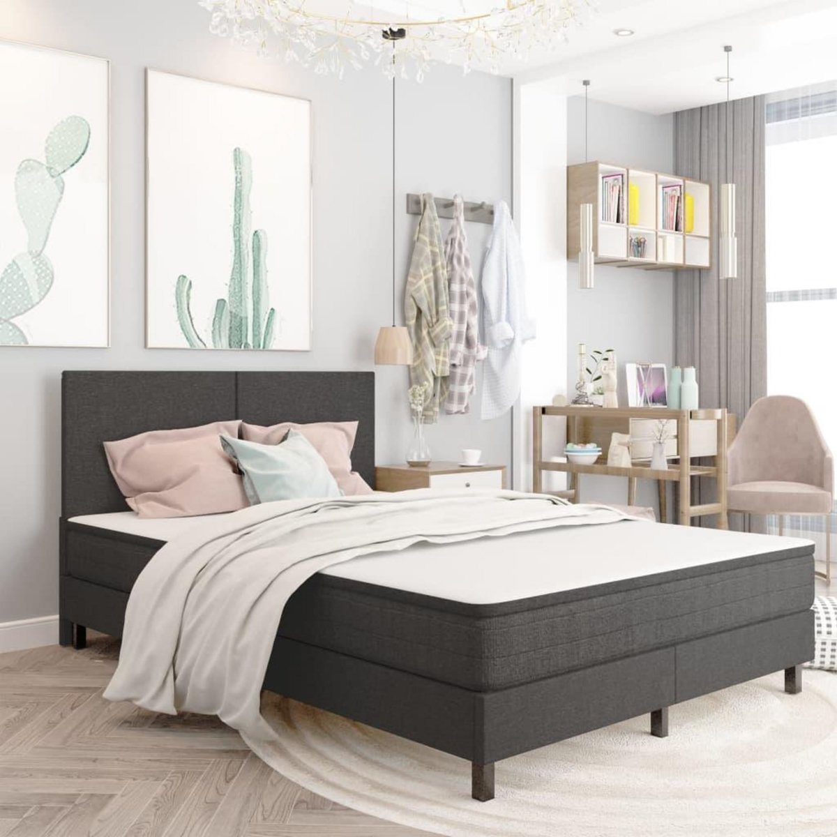 VIDAXL Tete de lit Gris fonce Tissu 160x200 cm