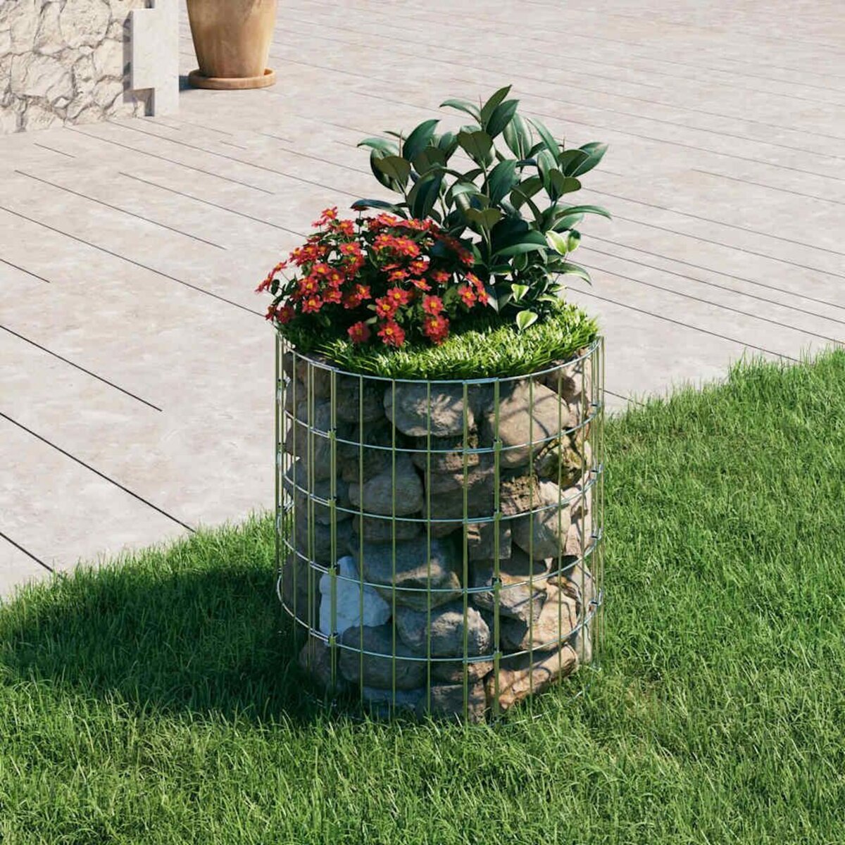 VIDAXL Poteau a gabion circulaire Acier galvanise Ø50x50 cm