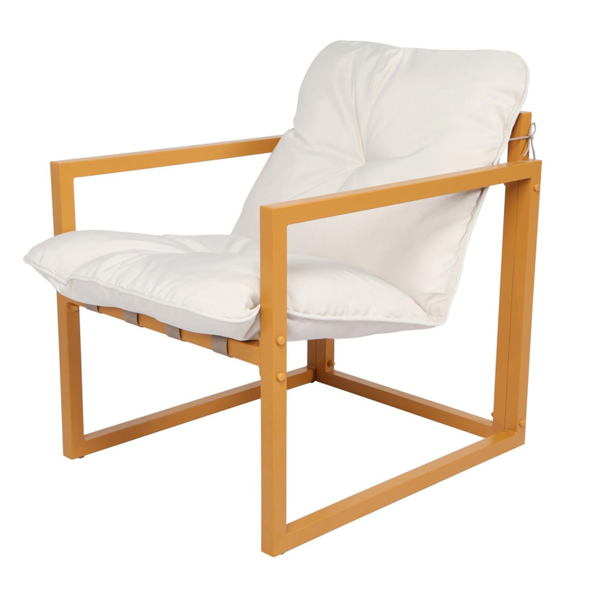CONCEPT USINE Salon de jardin 5 places contemporain marron et coussins beiges RABAT