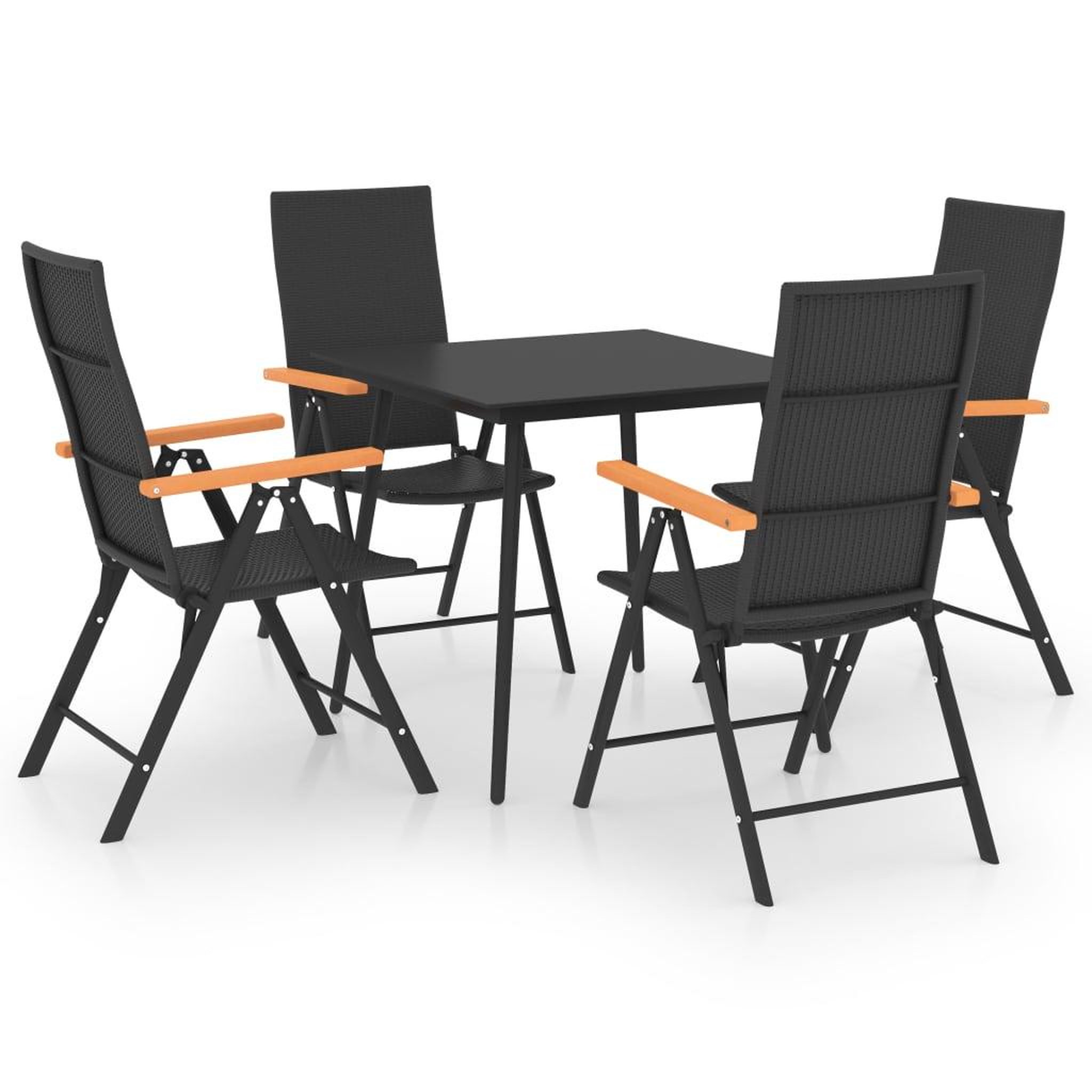 Voir la diapositive 2 : VIDAXL Ensemble a manger de jardin 5 pcs noir et marron