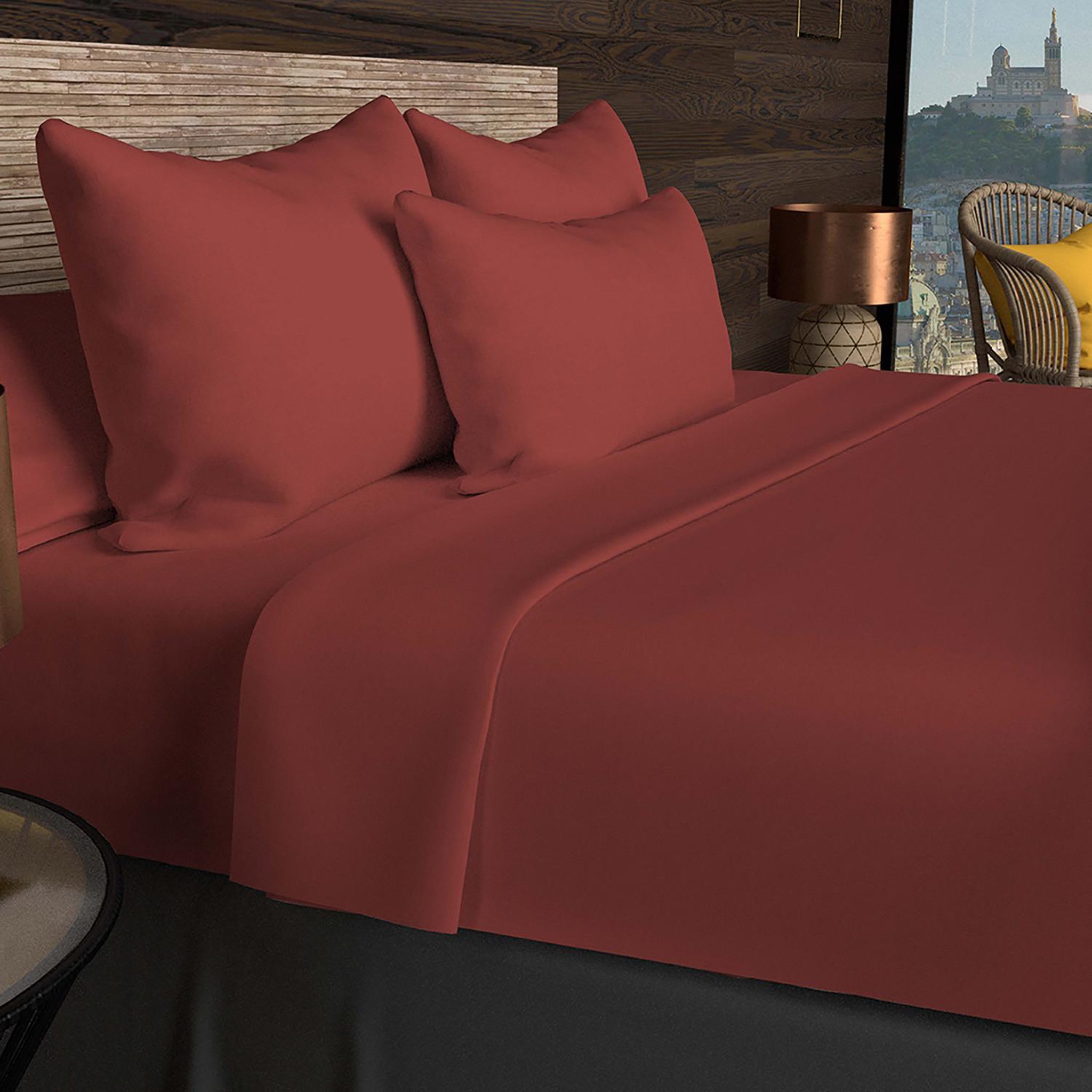 Voir la diapositive 3 : SOLEIL D'OCRE Drap plat en coton 57 fils UNI, par Soleil d'ocre