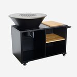 SWEEEK Braséro de cuisson Ø80cm avec grille de cuisson et espace de rangement, L 138 x P 82 x H 114 cm. Coloris disponibles : Noir