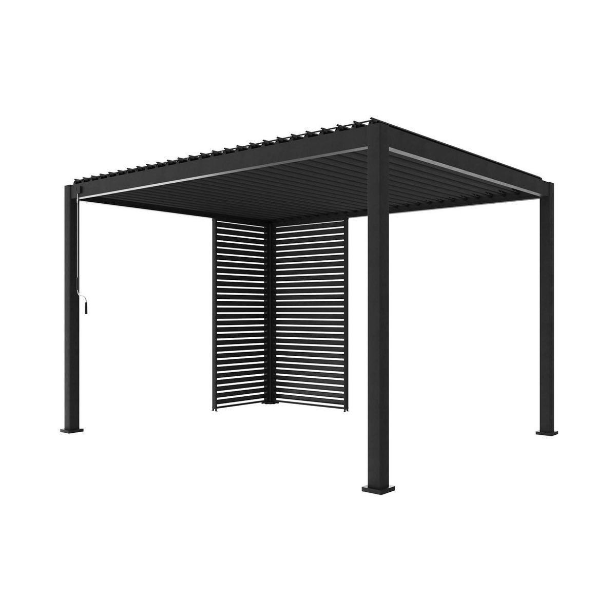 SWEEEK Pergola bioclimatique aluminium 4x3m + 1 persienne 100cm + 1 persienne 130cm Triomphe