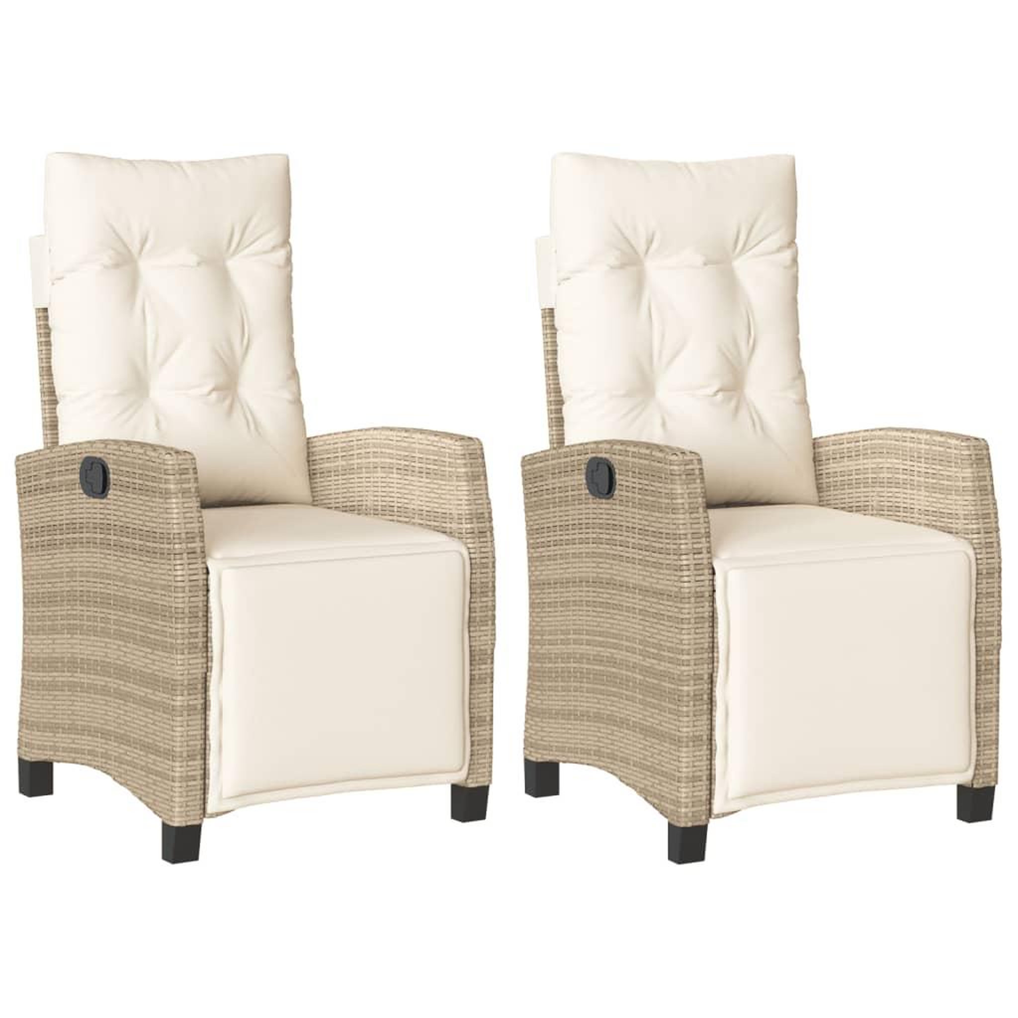 Voir la diapositive 2 : VIDAXL Chaises inclinables de jardin lot de 2 avec repose-pied rotin