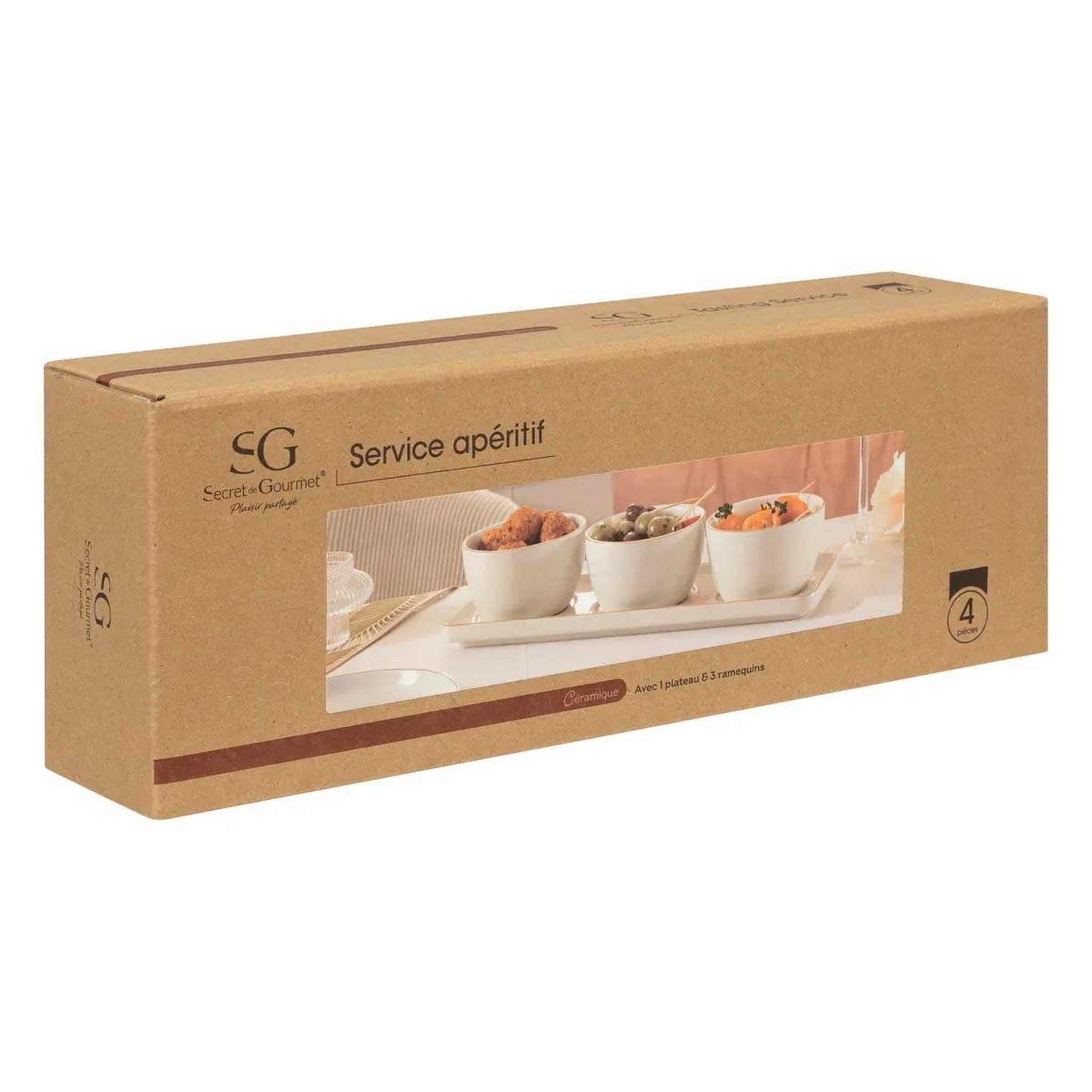 Voir la diapositive 6 : SECRET DE GOURMET Service apéritif 4 pièces en céramique  arya  9cm blanc