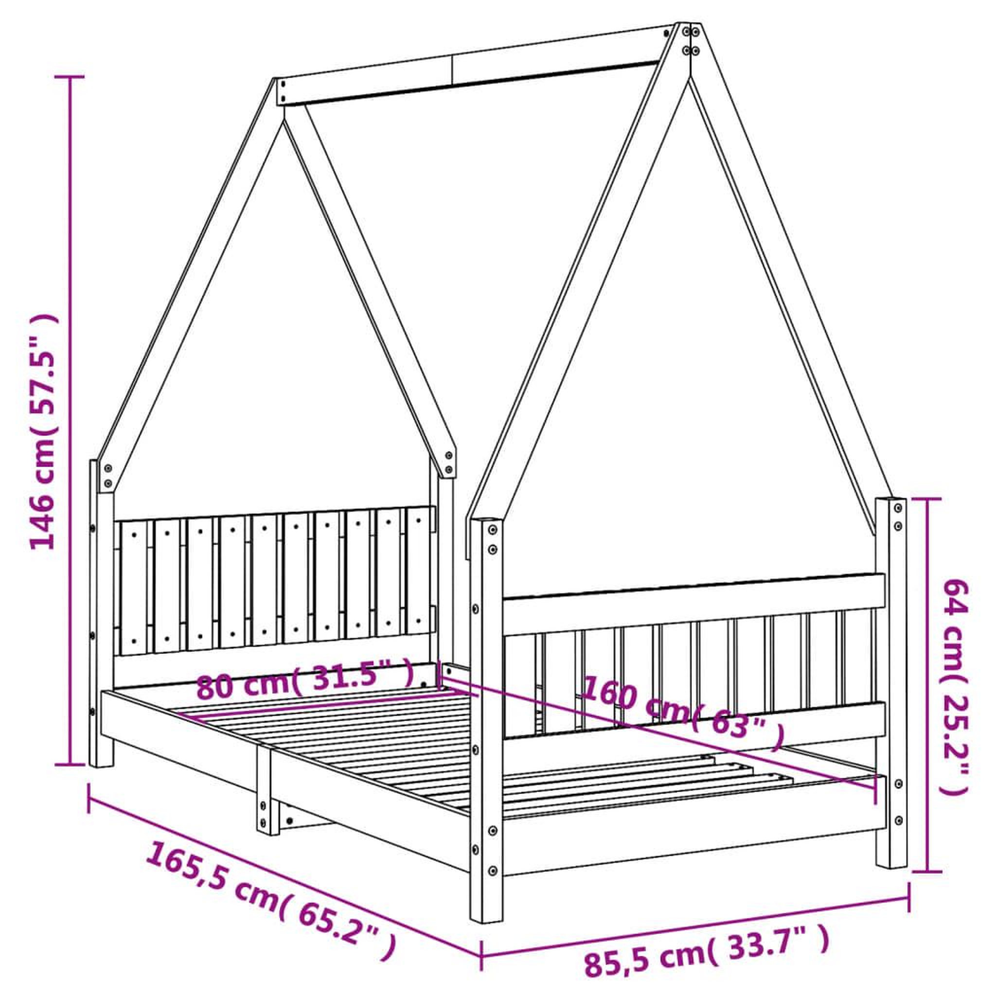 Voir la diapositive 6 : VIDAXL Cadre de lit pour enfant 80x160 cm bois de pin massif
