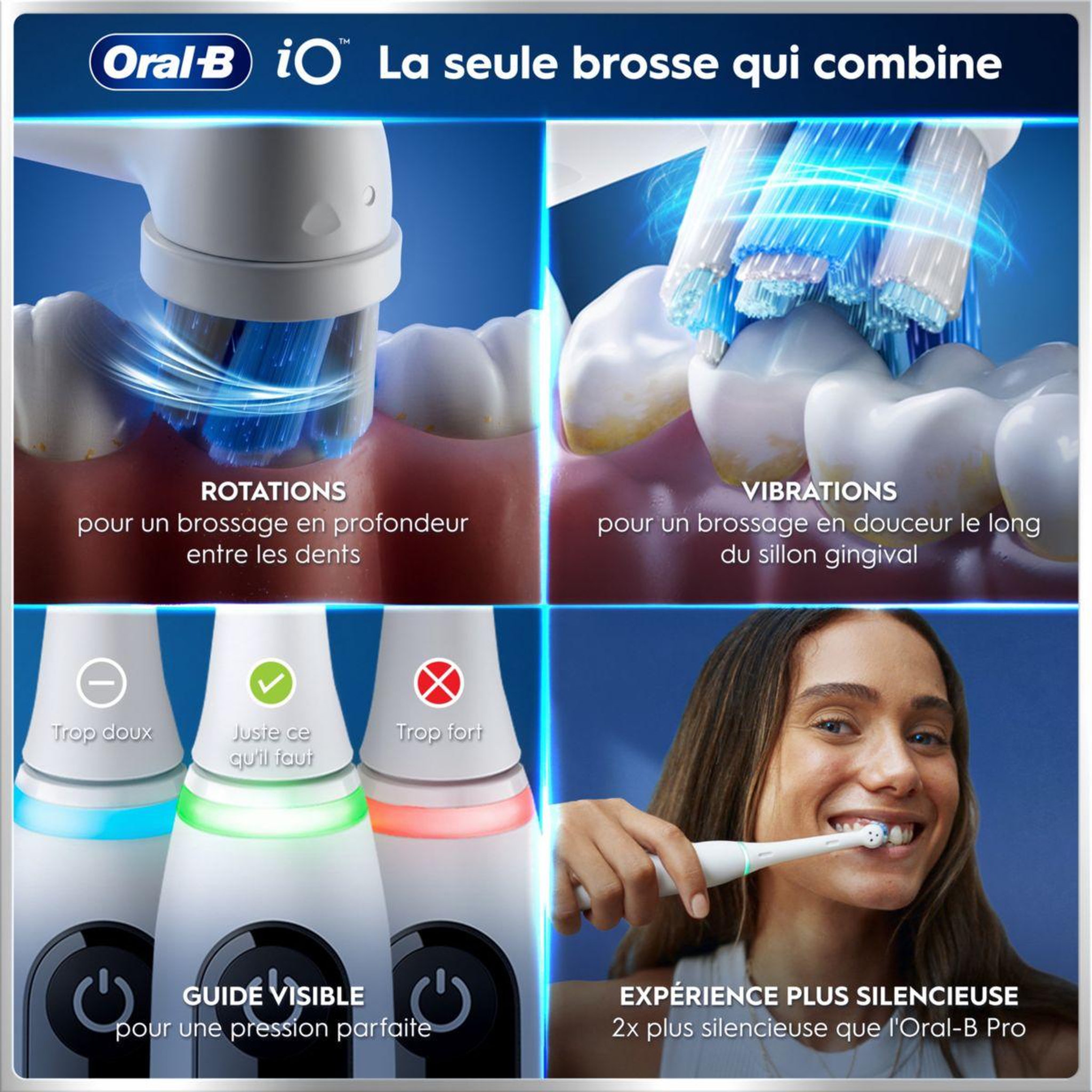 Voir la diapositive 4 : ORAL B Brosse à dents électrique io6 series white luxe edition