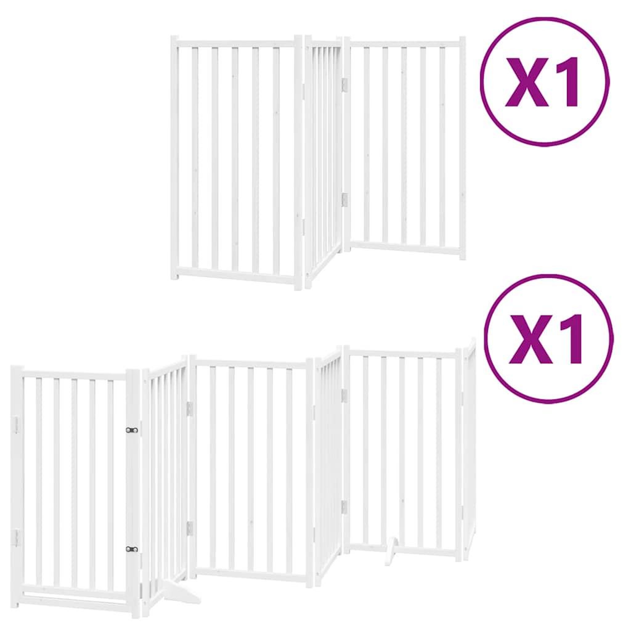 Voir la diapositive 2 : VIDAXL Barriere pour chien porte pliable 9panneaux blanc bois peuplier