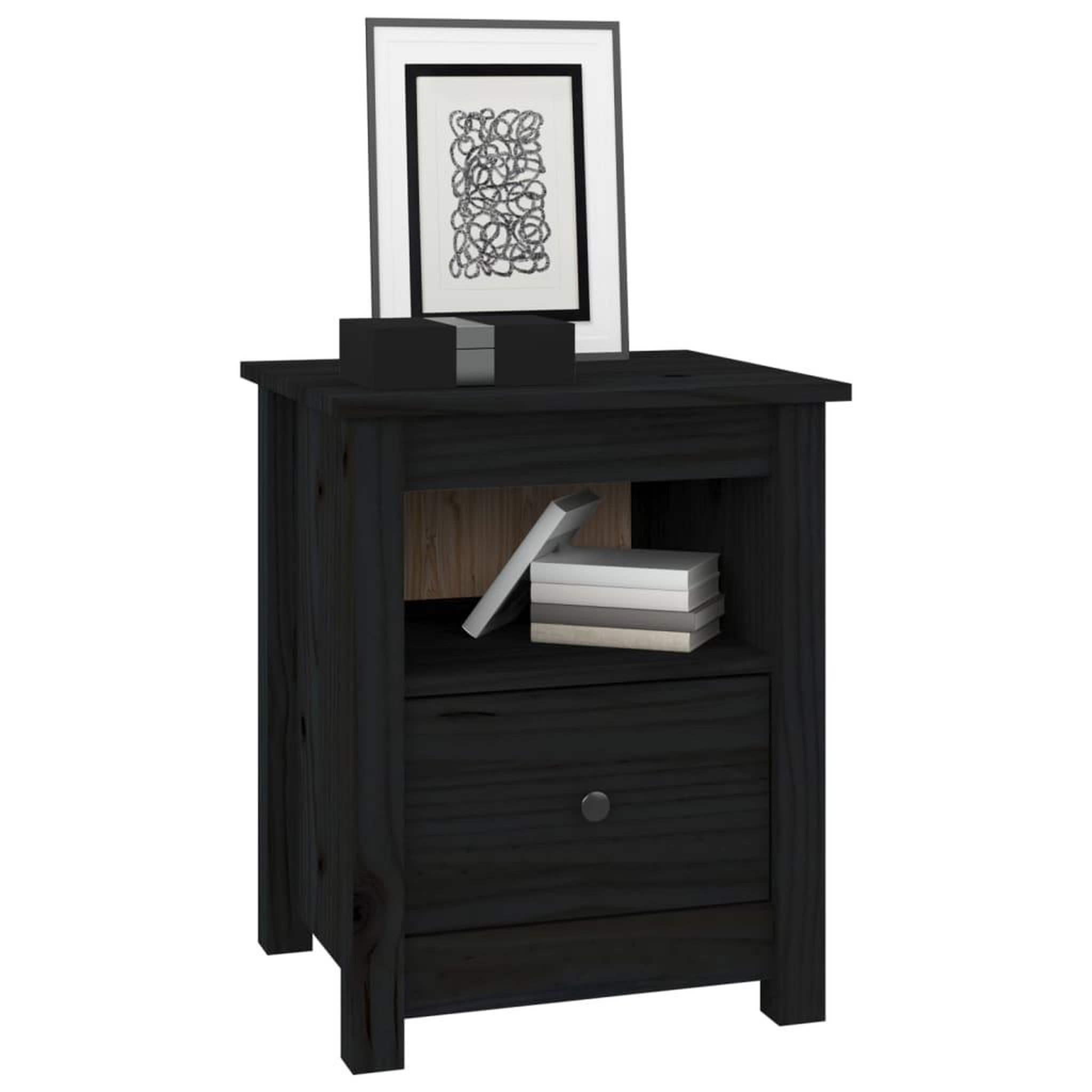 Voir la diapositive 3 : VIDAXL Table de chevet Noir 40x35x49 cm Bois de pin massif