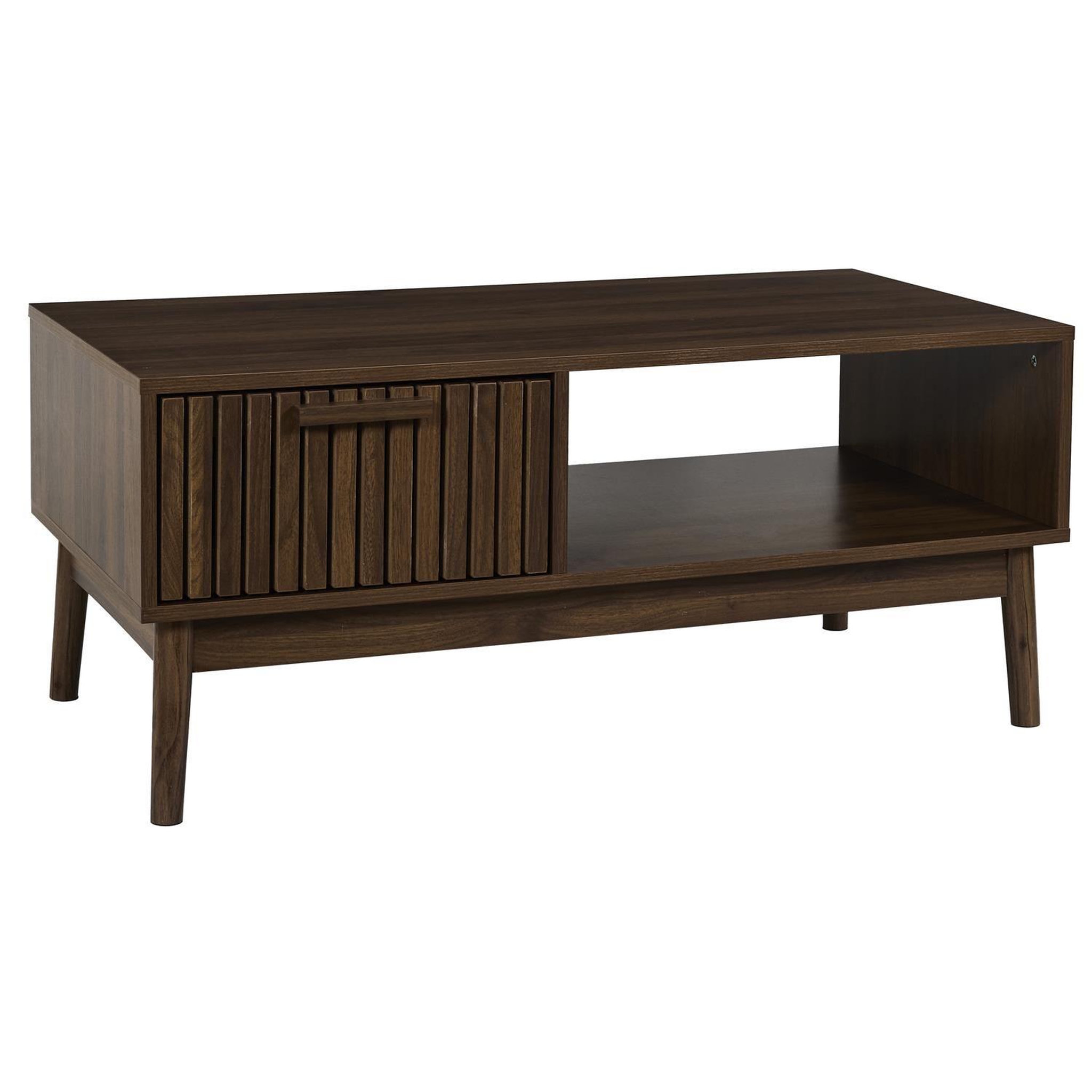 The Home Deco Factory Table basse 1 tiroir et 1 niche effet bois foncé saulk - marron