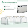 Voir la diapositive 6 : OUTSUNNY Serre de jardin tunnel 3,5L x 1l x 0,8H m 3 portes zippées bâche PVC transparent métal époxy vert