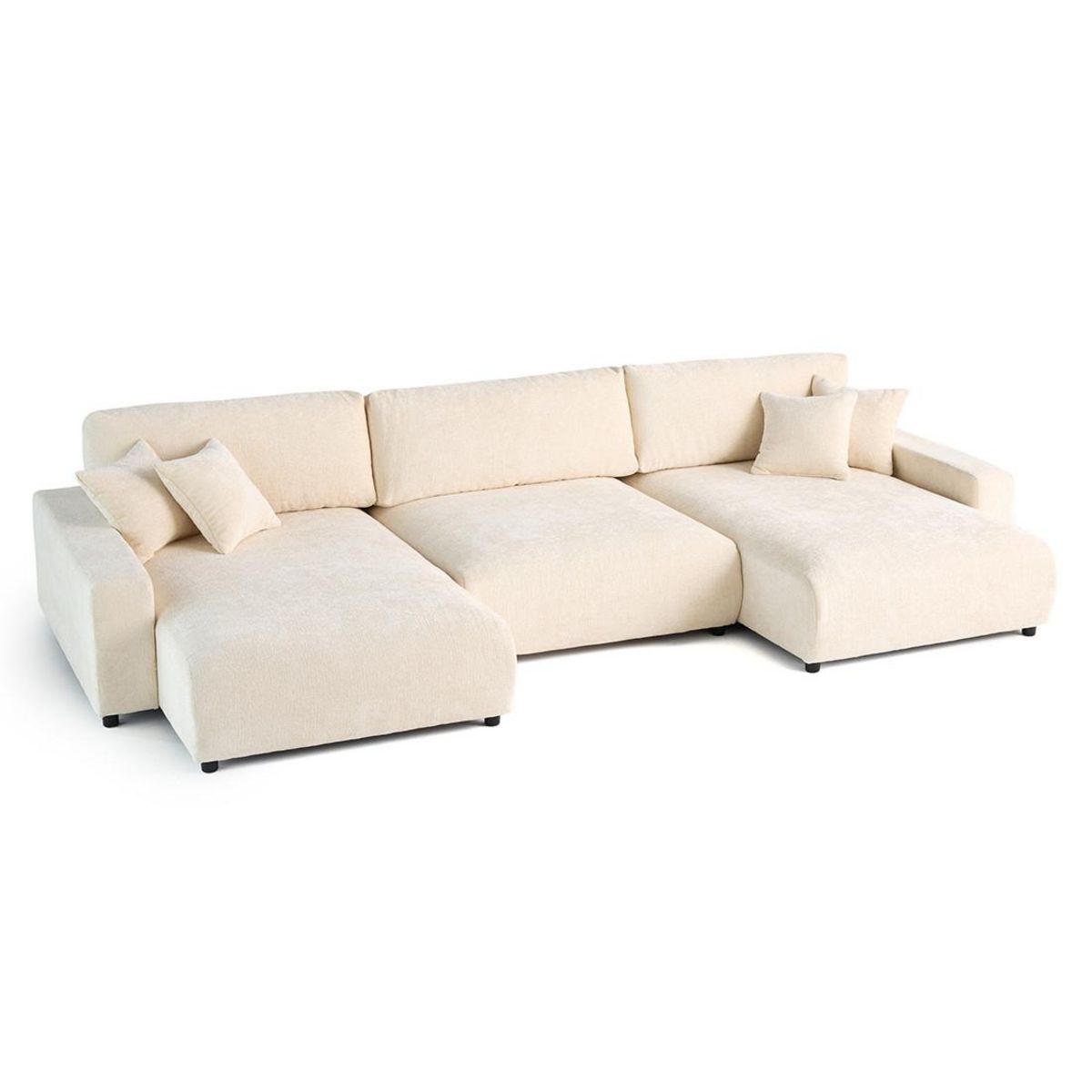 LISA DESIGN Pivoine - canapé panoramique en u - 7 places - convertible avec coffre - en velours texturé