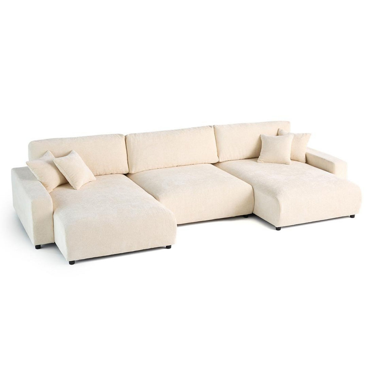 LISA DESIGN Pivoine - canapé panoramique en u - 7 places - convertible avec coffre - en velours texturé