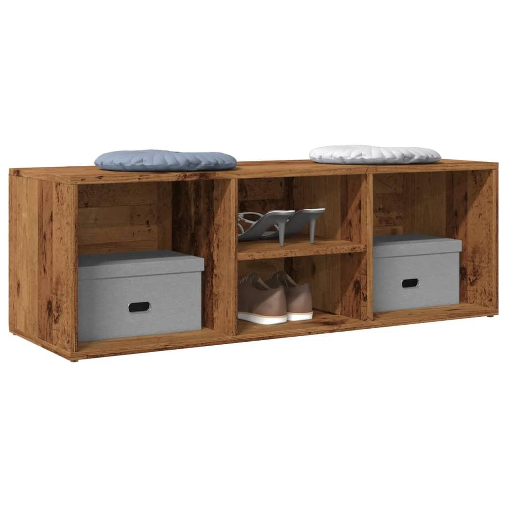 VIDAXL Banc de rangement a chaussures vieux bois 105x35x35 cm