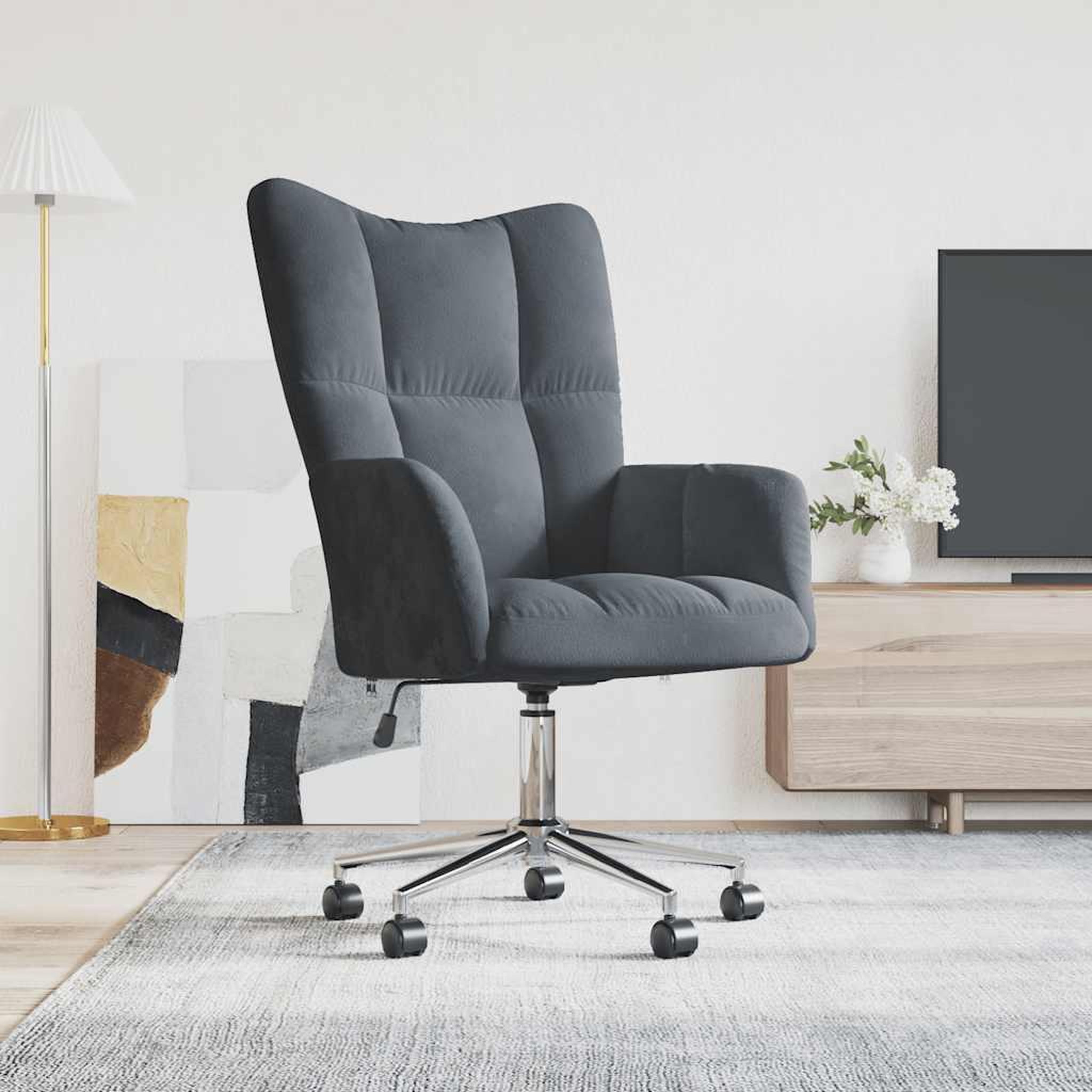 VIDAXL Chaise de relaxation Gris fonce Velours