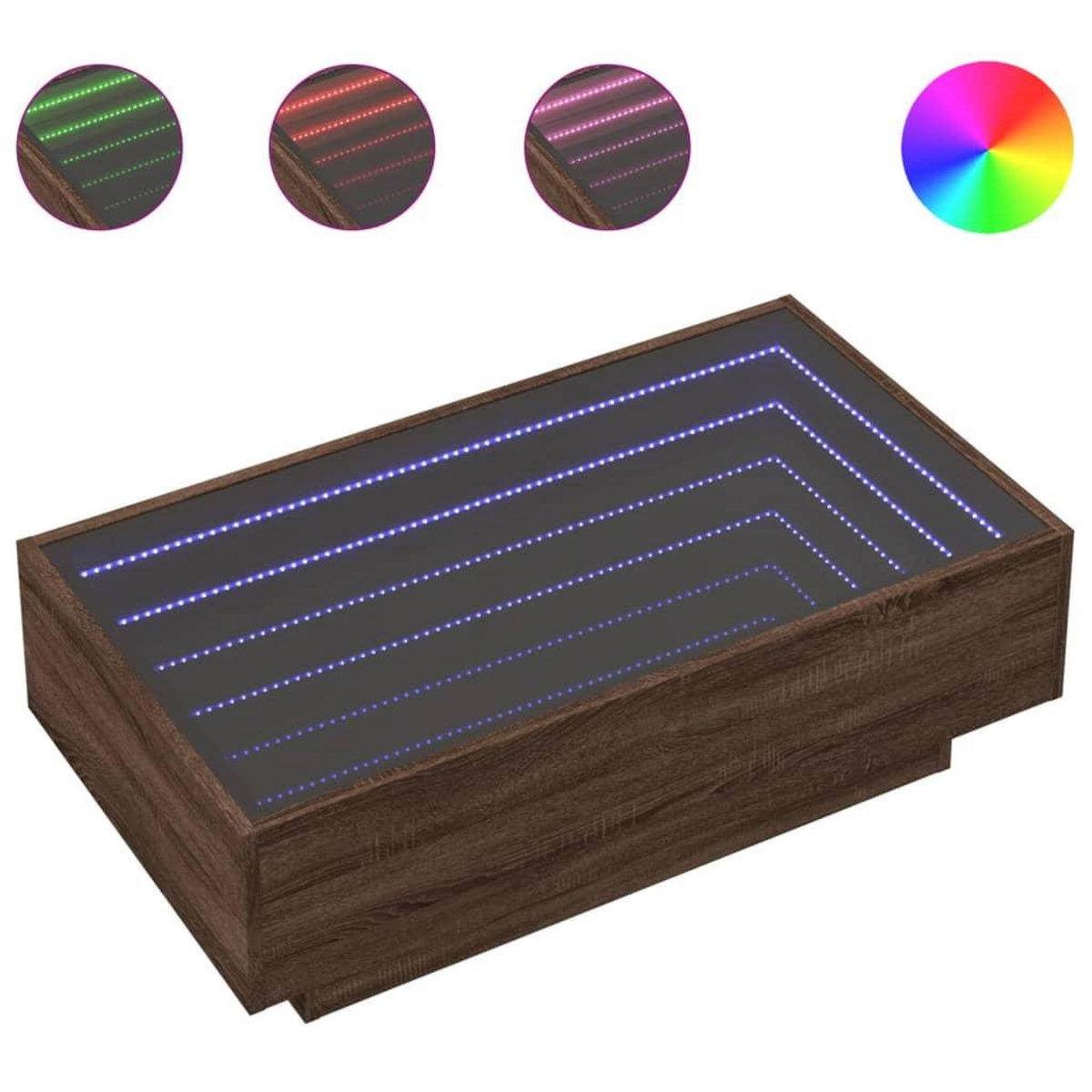 VIDAXL Table basse avec LED chene marron 90x50x30 cm bois d'ingenierie