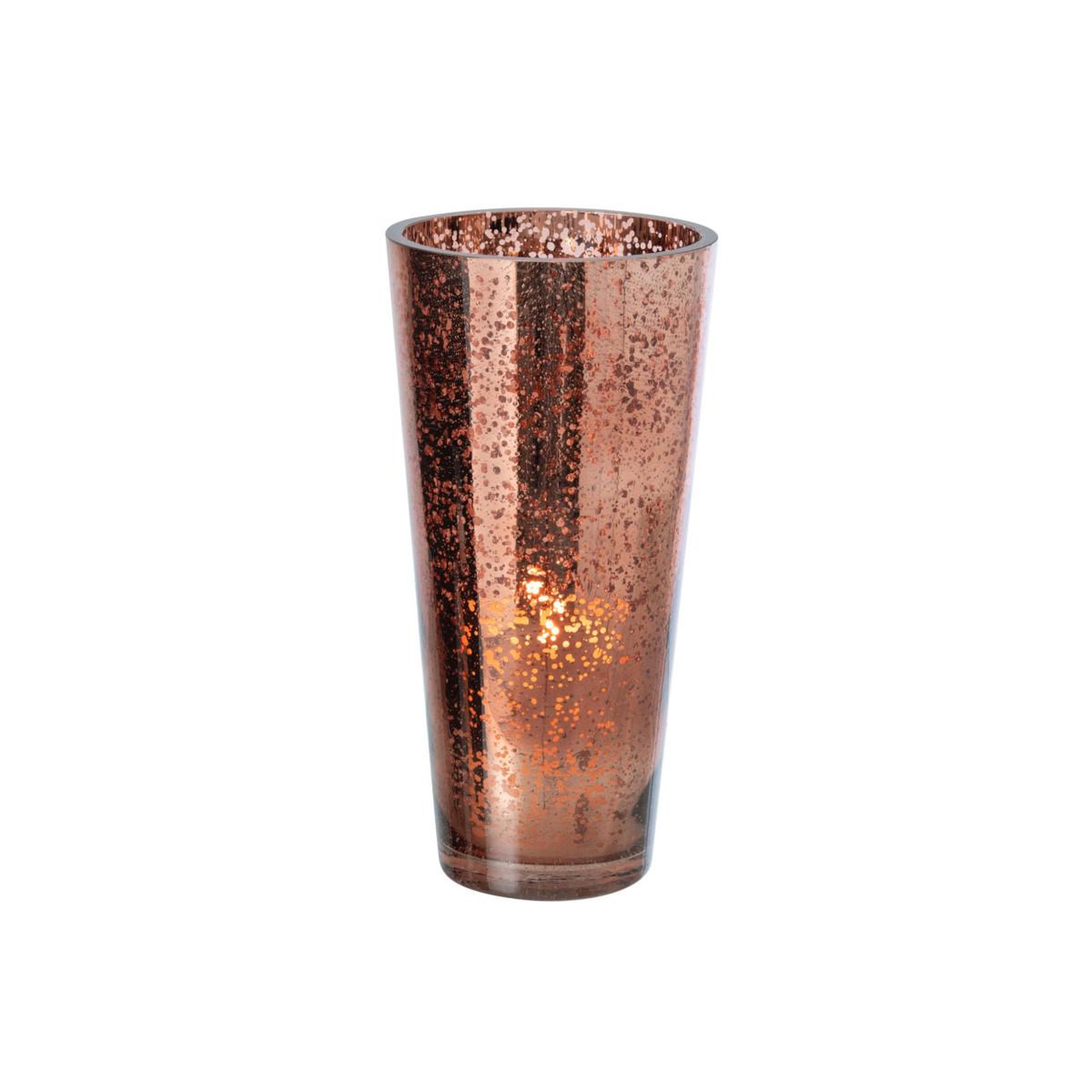 Voir la diapositive 2 : J-LINE Photophore design en verre  ember  30cm marron