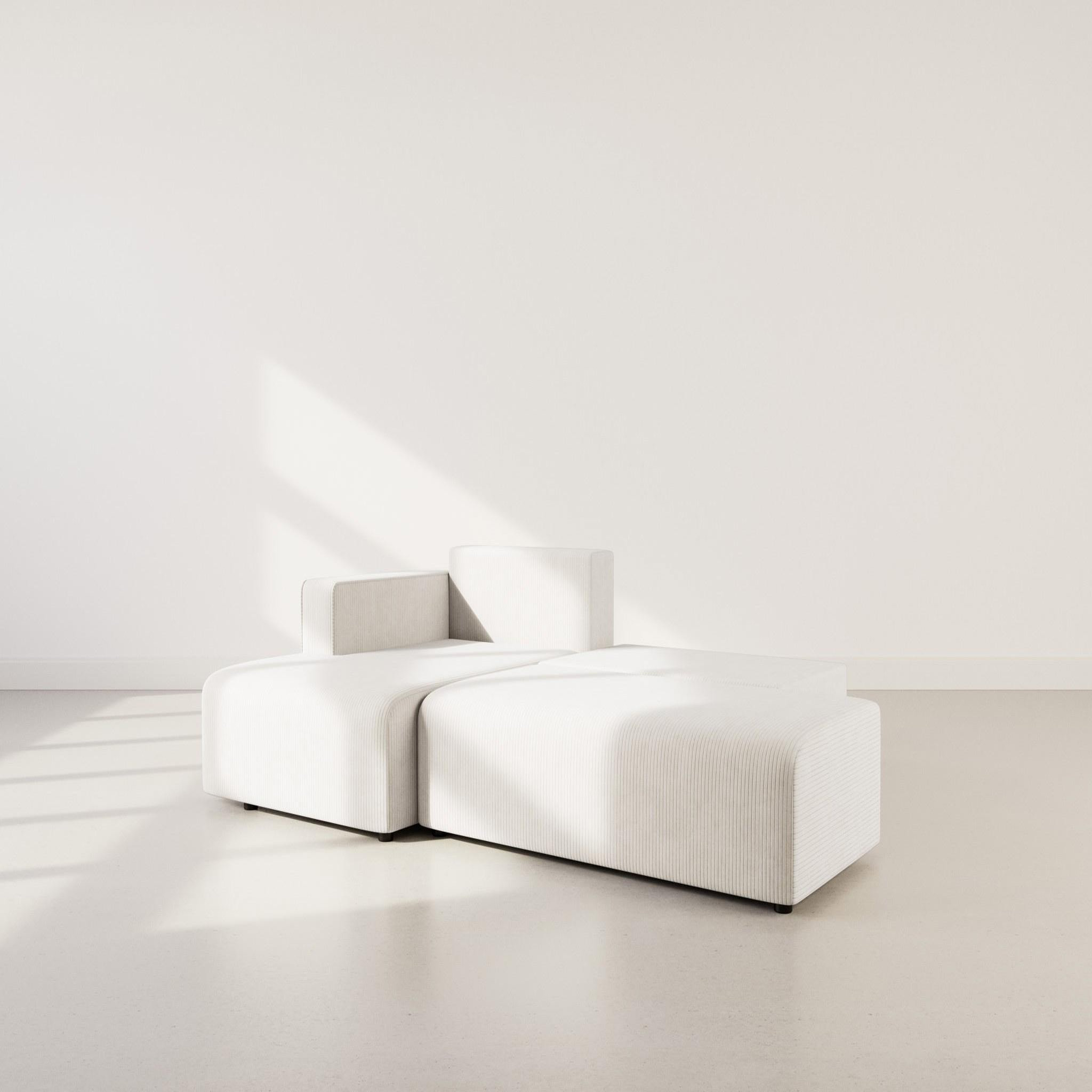 Voir la diapositive 2 : BEST MOBILIER Topaze - canapé d'angle gauche 4 places convertible avec coffre en velours côtelé