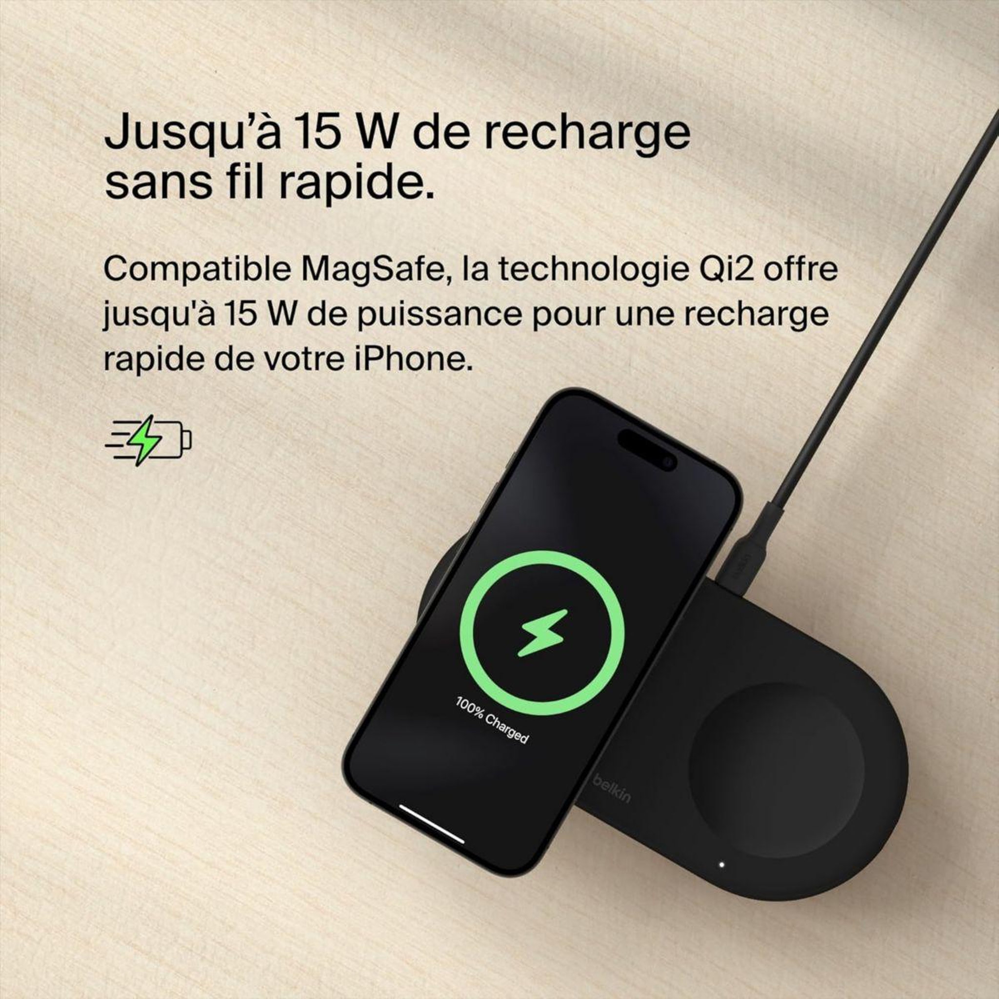 Voir la diapositive 3 : Belkin Chargeur induction station de recharge 15W 2 en 1