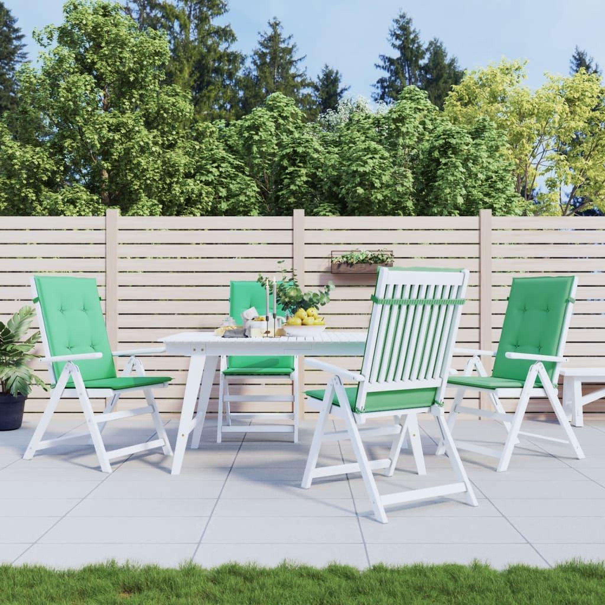 Voir la diapositive 1 : VIDAXL Coussins de chaise de jardin a dossier haut lot de 4 vert tissu