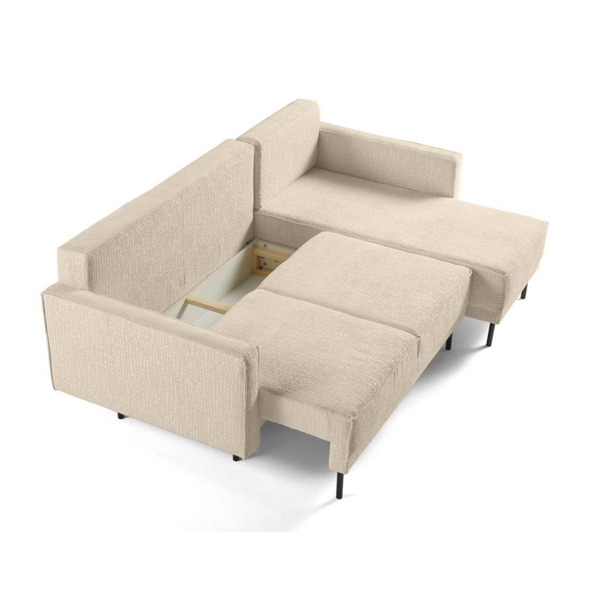 LISA DESIGN Charlie - canapé d'angle réversible 4 places - convertible avec coffre - en tissu velours relief