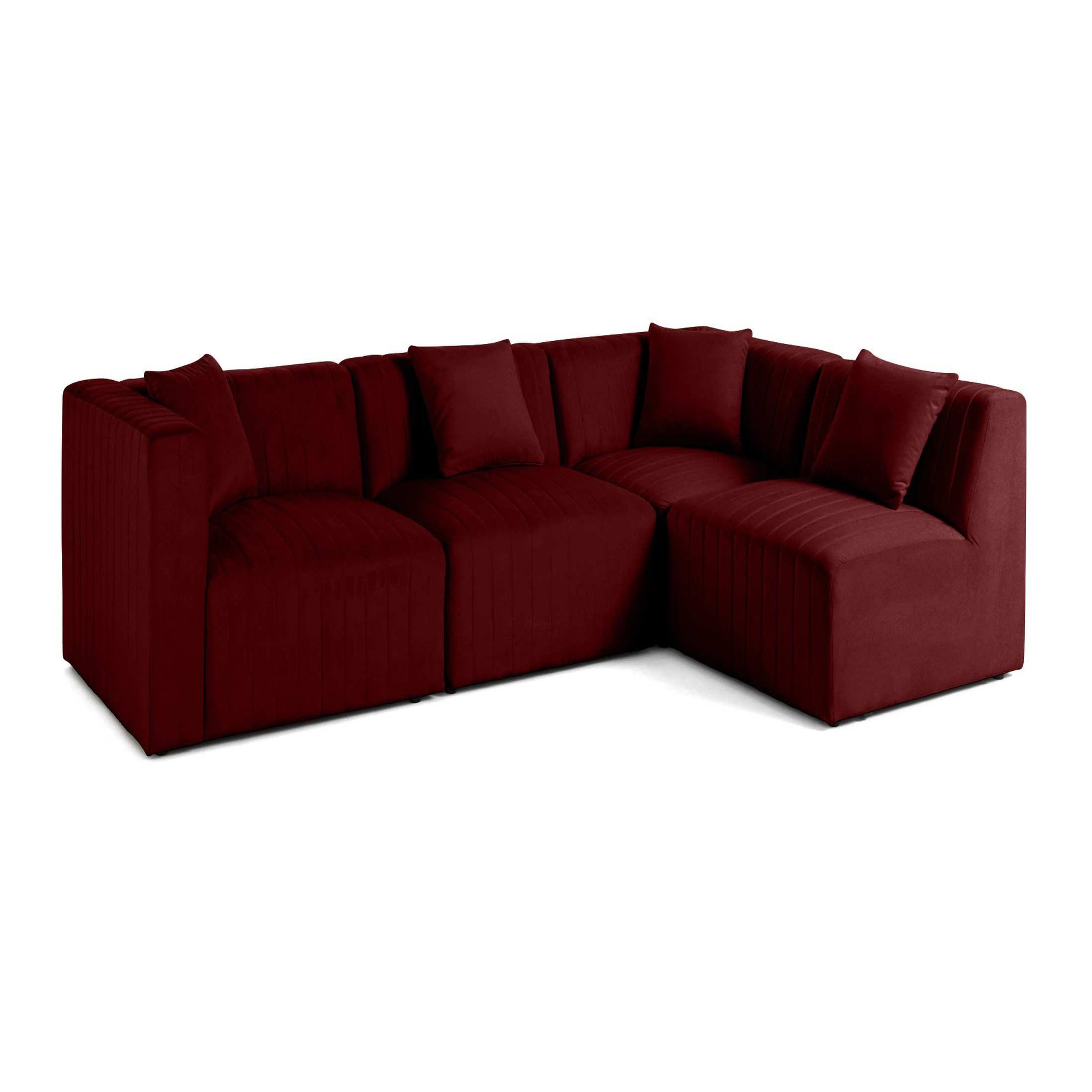 Voir la diapositive 3 : LISA DESIGN Nova - canapé modulable d'angle droit - 5 places - avec pouf d'appoint - en velours