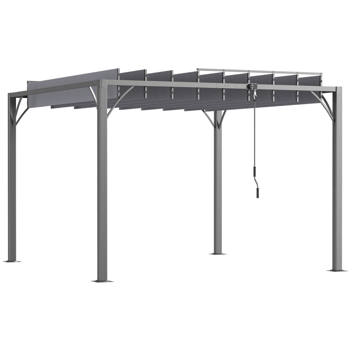 OUTSUNNY Pergola lames orientables dim. 2,9L x 2,95l x 2,13H m structure alu. acier époxy polyester gris