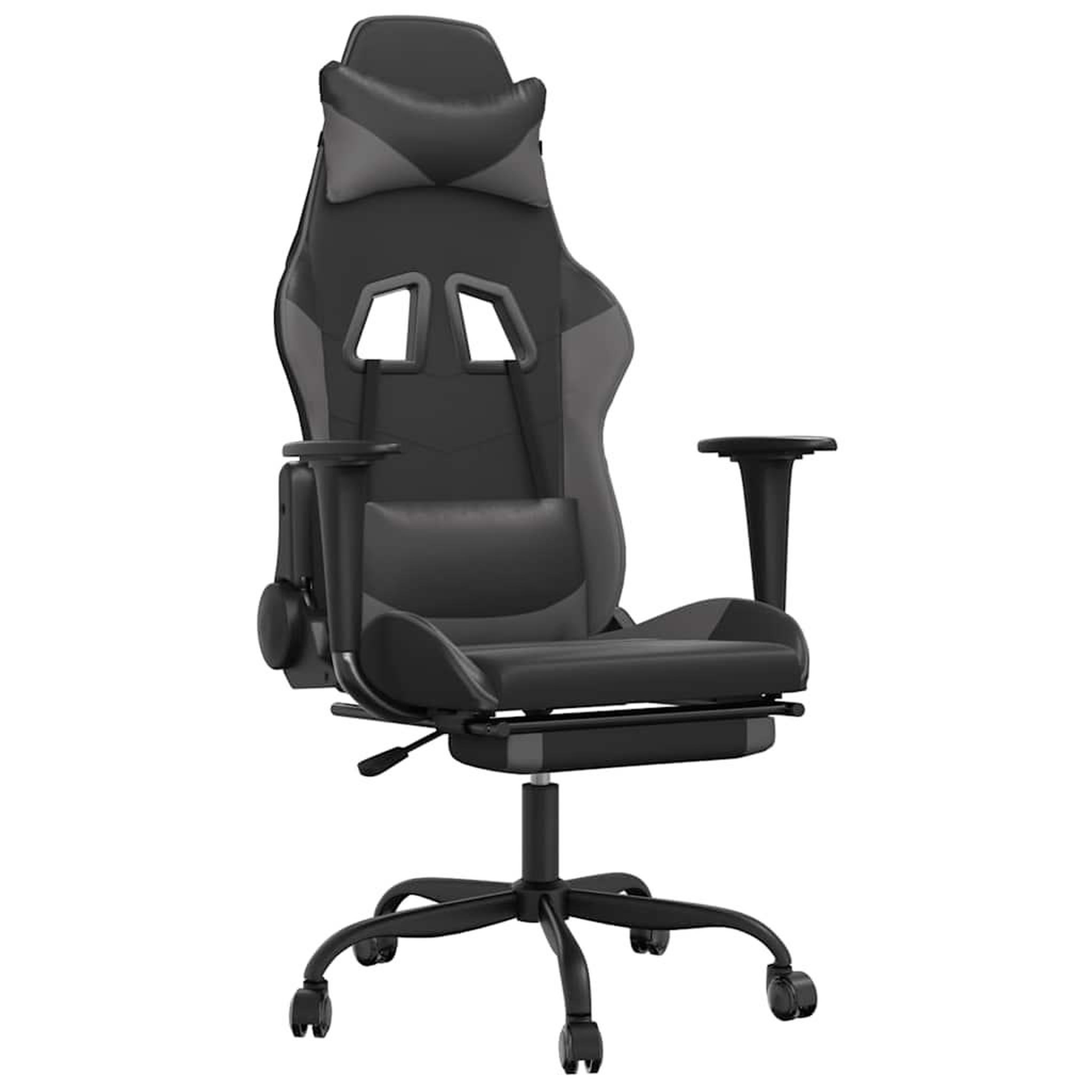Voir la diapositive 2 : VIDAXL Chaise de jeu de massage avec repose-pied Noir&Gris Similicuir