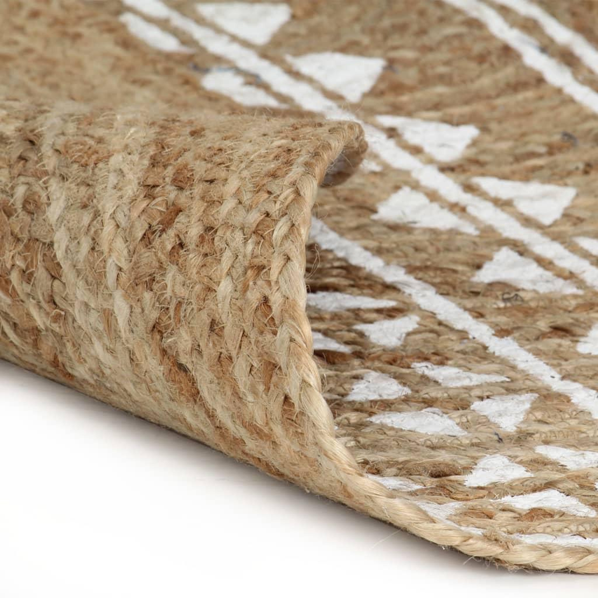 Voir la diapositive 2 : VIDAXL Tapis fait a la main Jute avec imprime blanc 150 cm