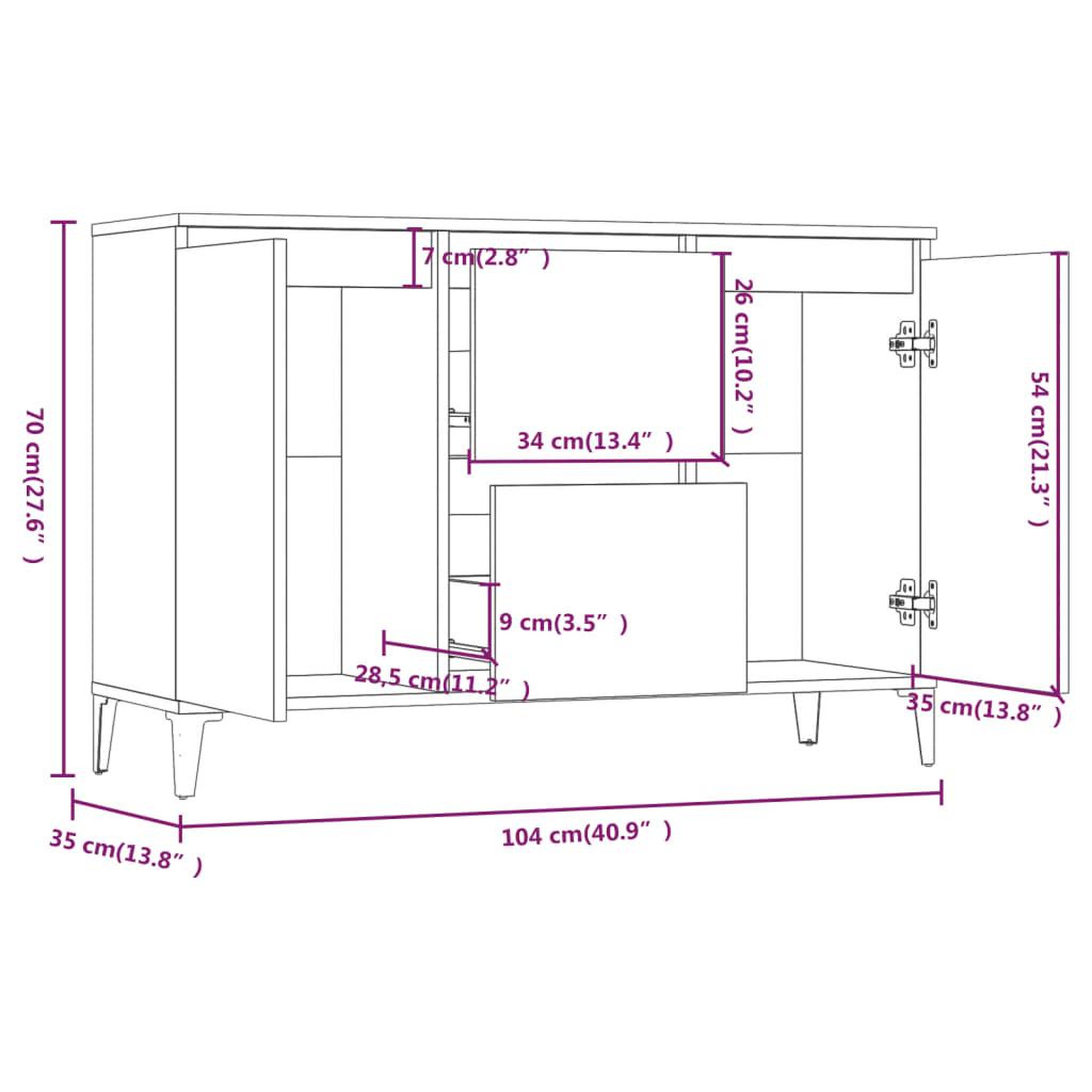 Voir la diapositive 6 : VIDAXL Buffet Chene marron 104x35x70 cm Bois d'ingenierie