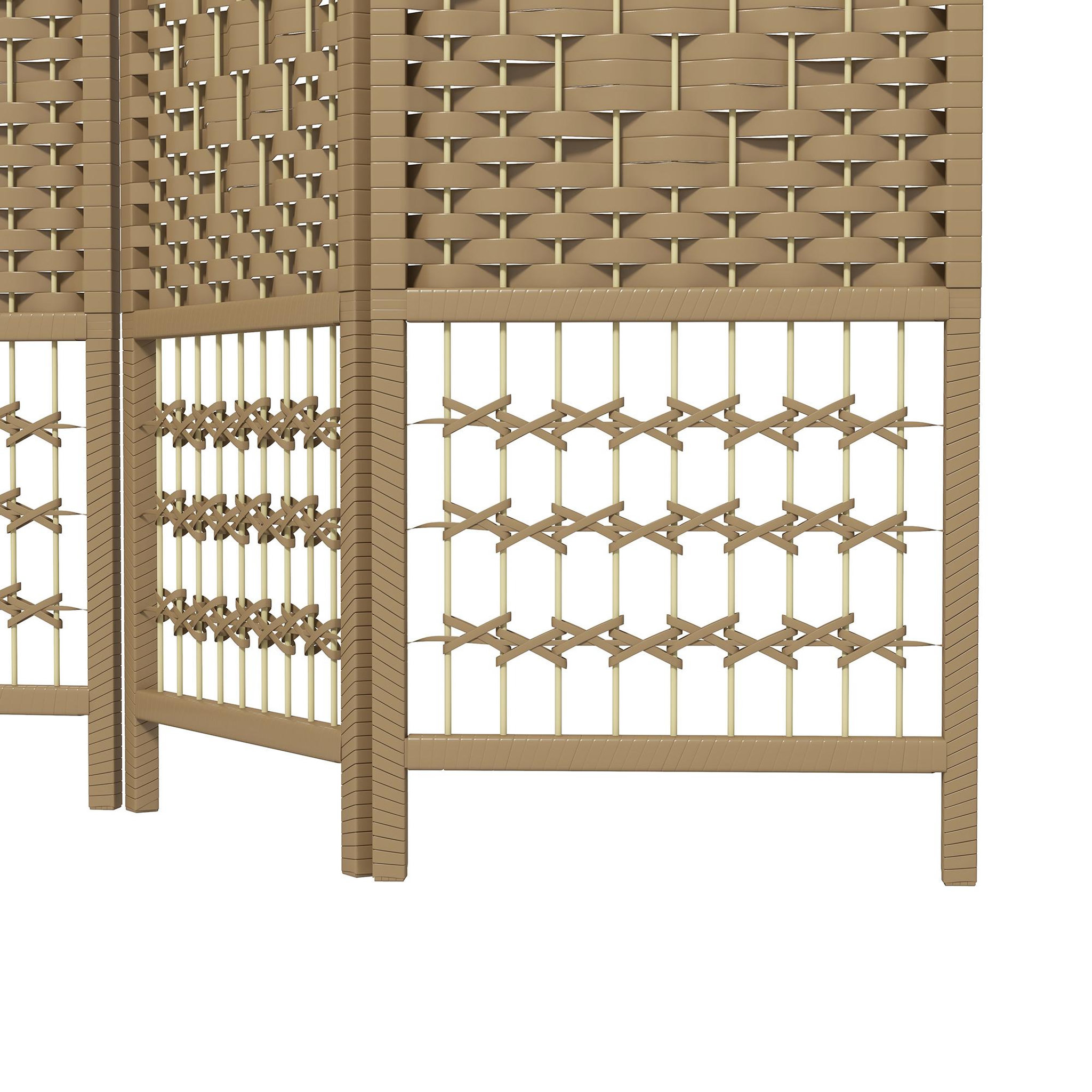 Voir la diapositive 4 : HOMCOM Paravent intérieur 6 panneaux pliables séparateur de pièce bois fibres tressées naturel