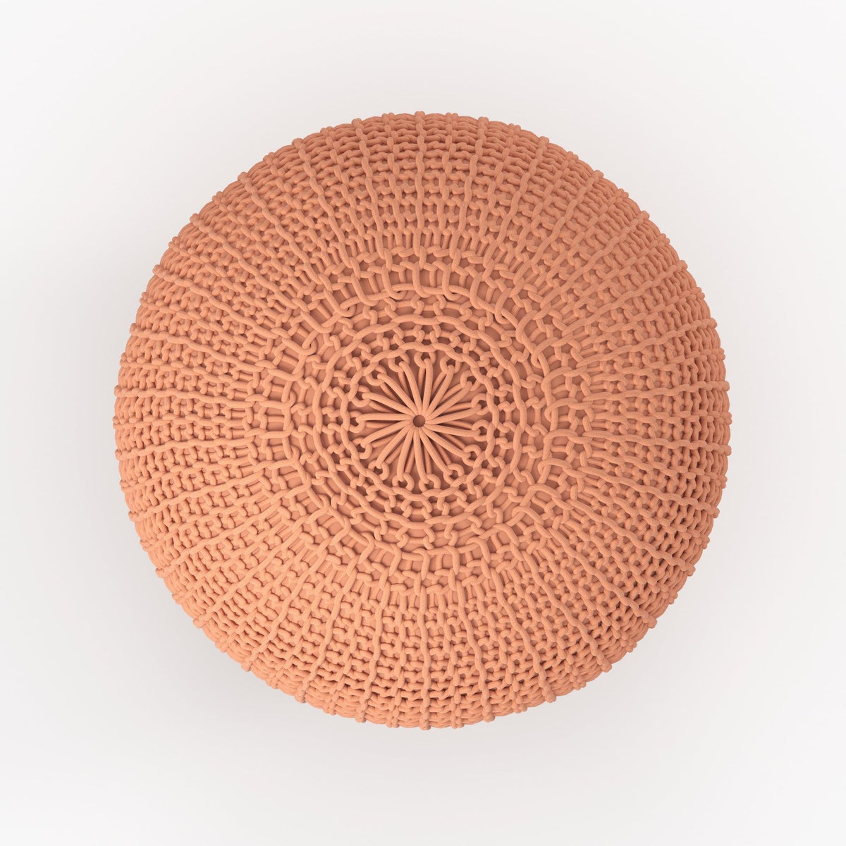 Rendez vous déco Pouf tricot rond rose poudré D40 cm-Elisa