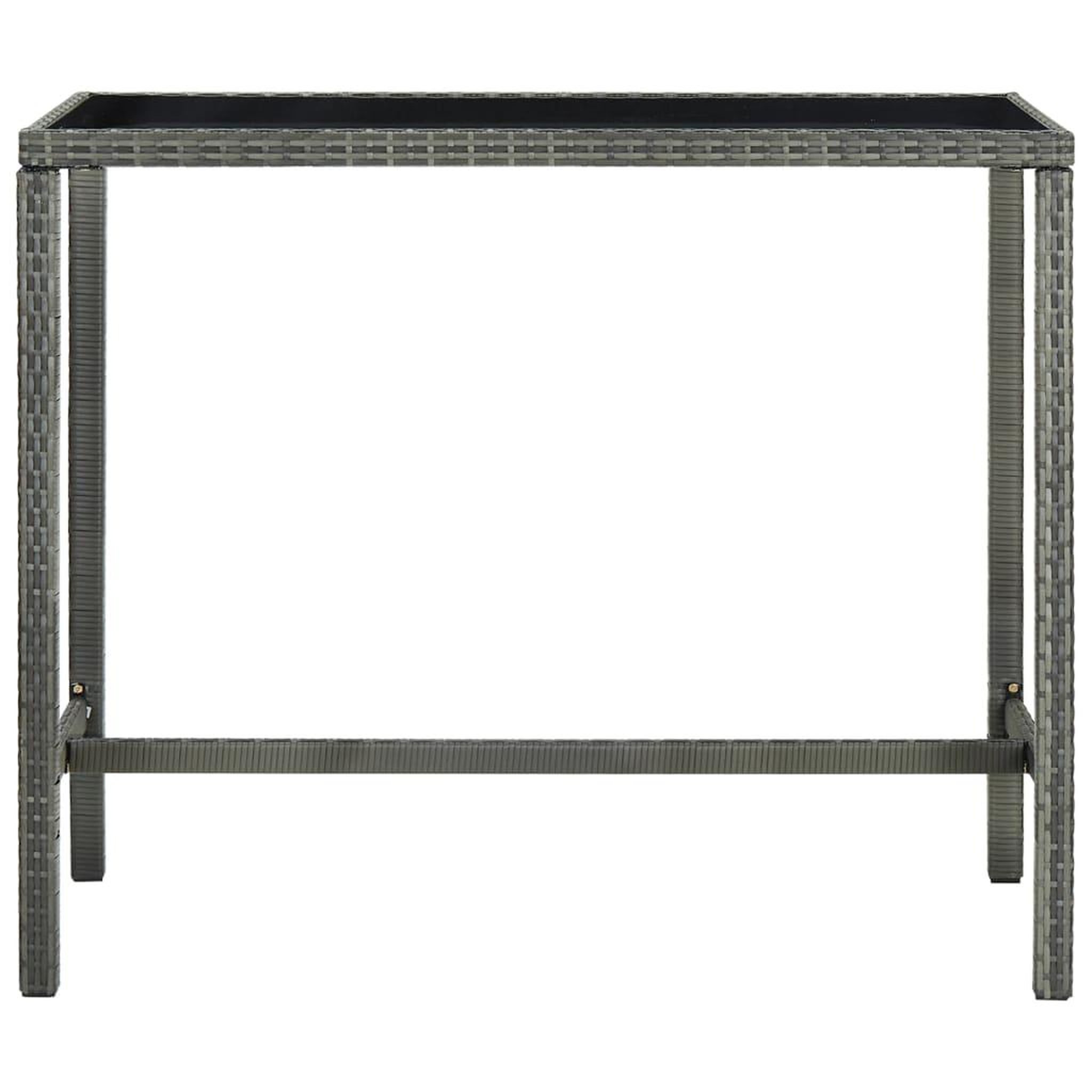 Voir la diapositive 2 : VIDAXL Table bar de jardin Gris 130x60x110 cm Resine tressee et verre