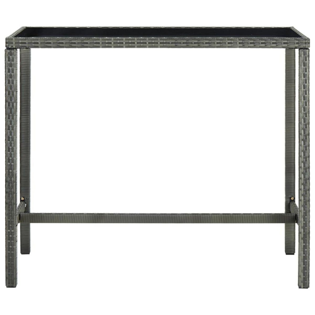 VIDAXL Table bar de jardin Gris 130x60x110 cm Resine tressee et verre