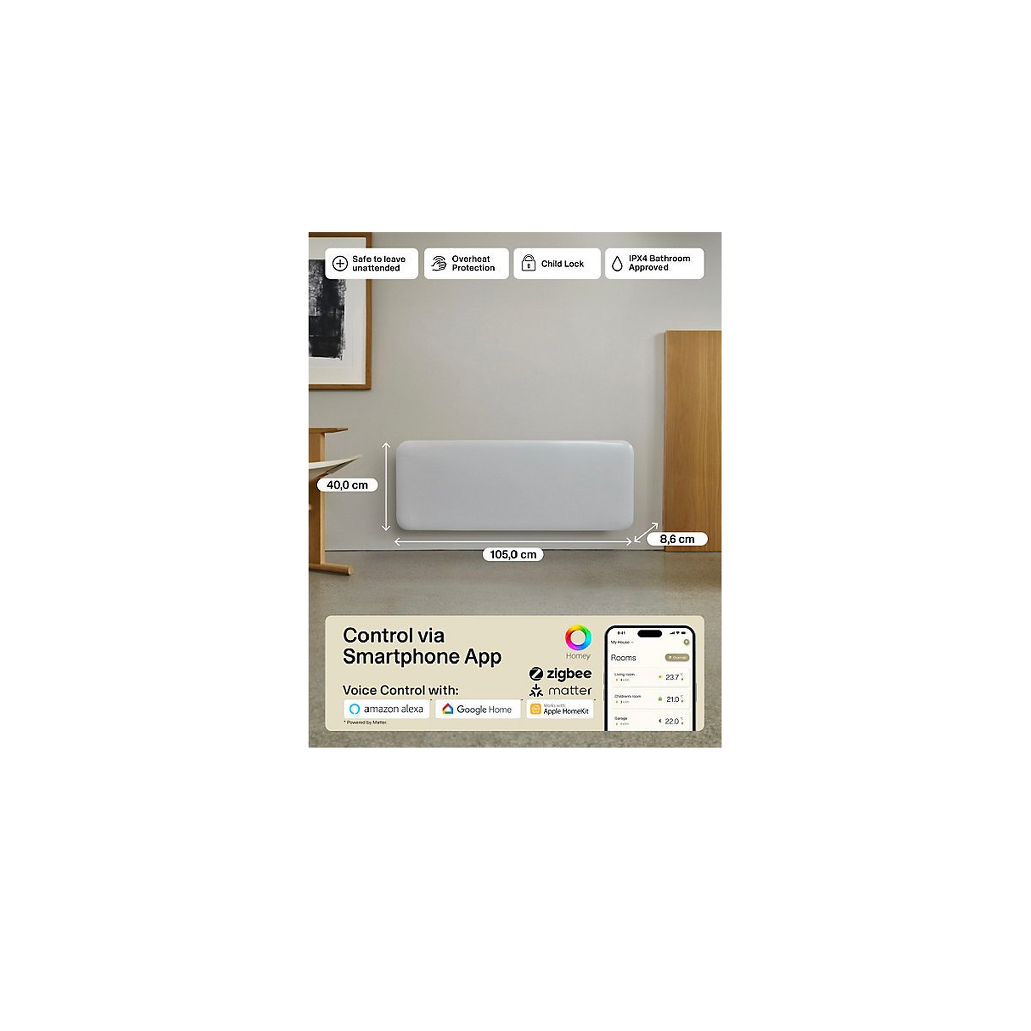 Voir la diapositive 2 : MILL Chauffage panneau PA1300WIFI4 1300W