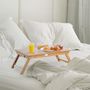 Voir la diapositive 5 : HOMCOM Table de lit pour ordinateur pliable réglable tiroir évents cale porte-gobelet bambou verni