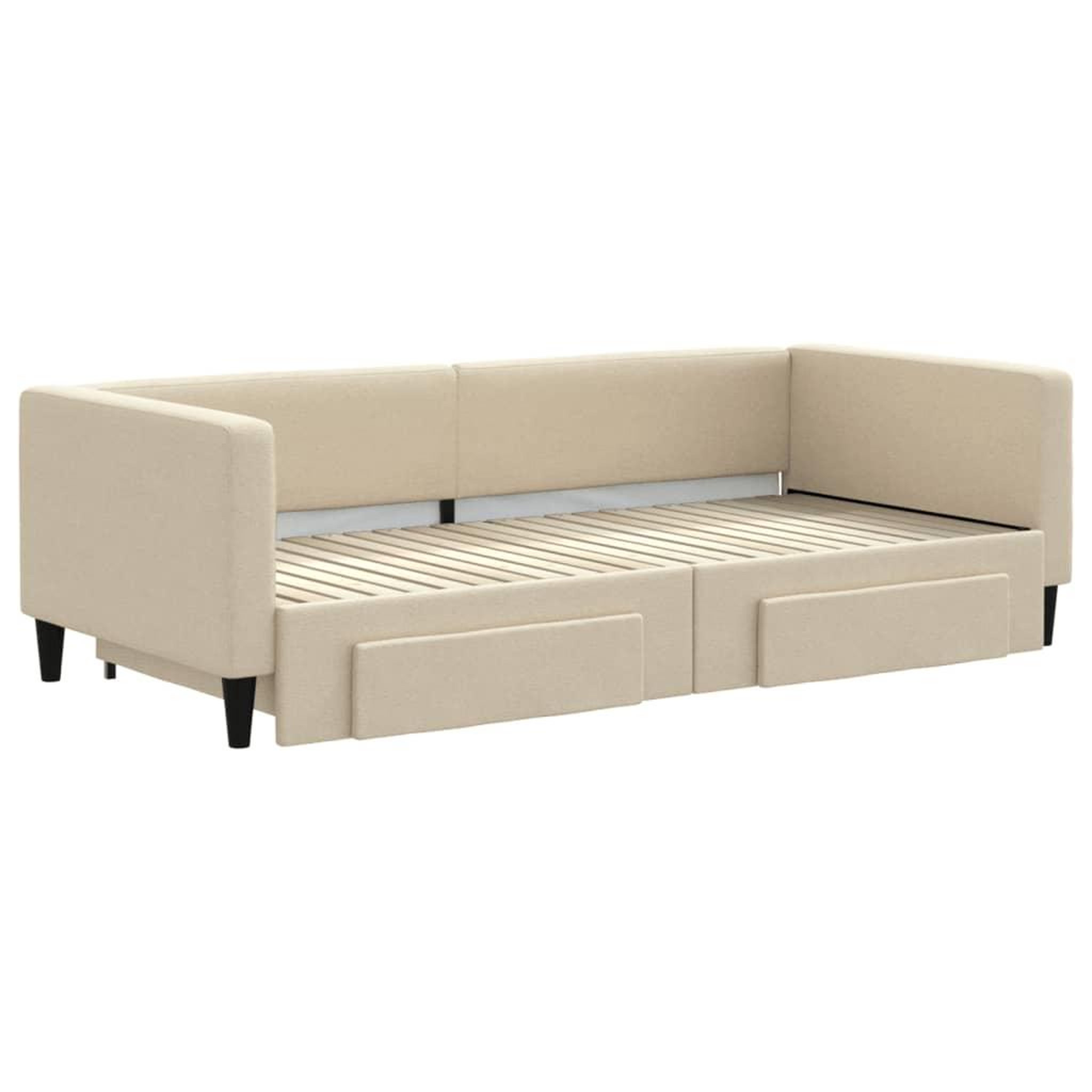 Voir la diapositive 3 : VIDAXL Lit de jour avec gigogne et tiroirs sans matelas creme 90x200cm