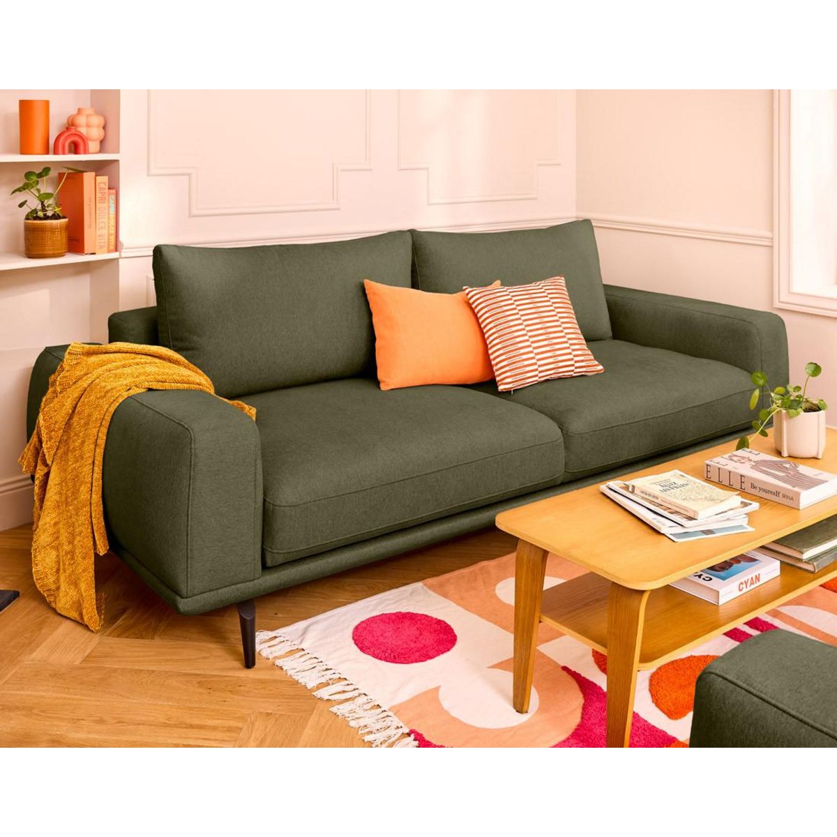 LISA DESIGN Vicence - canapé droit 3 places convertible en tissu