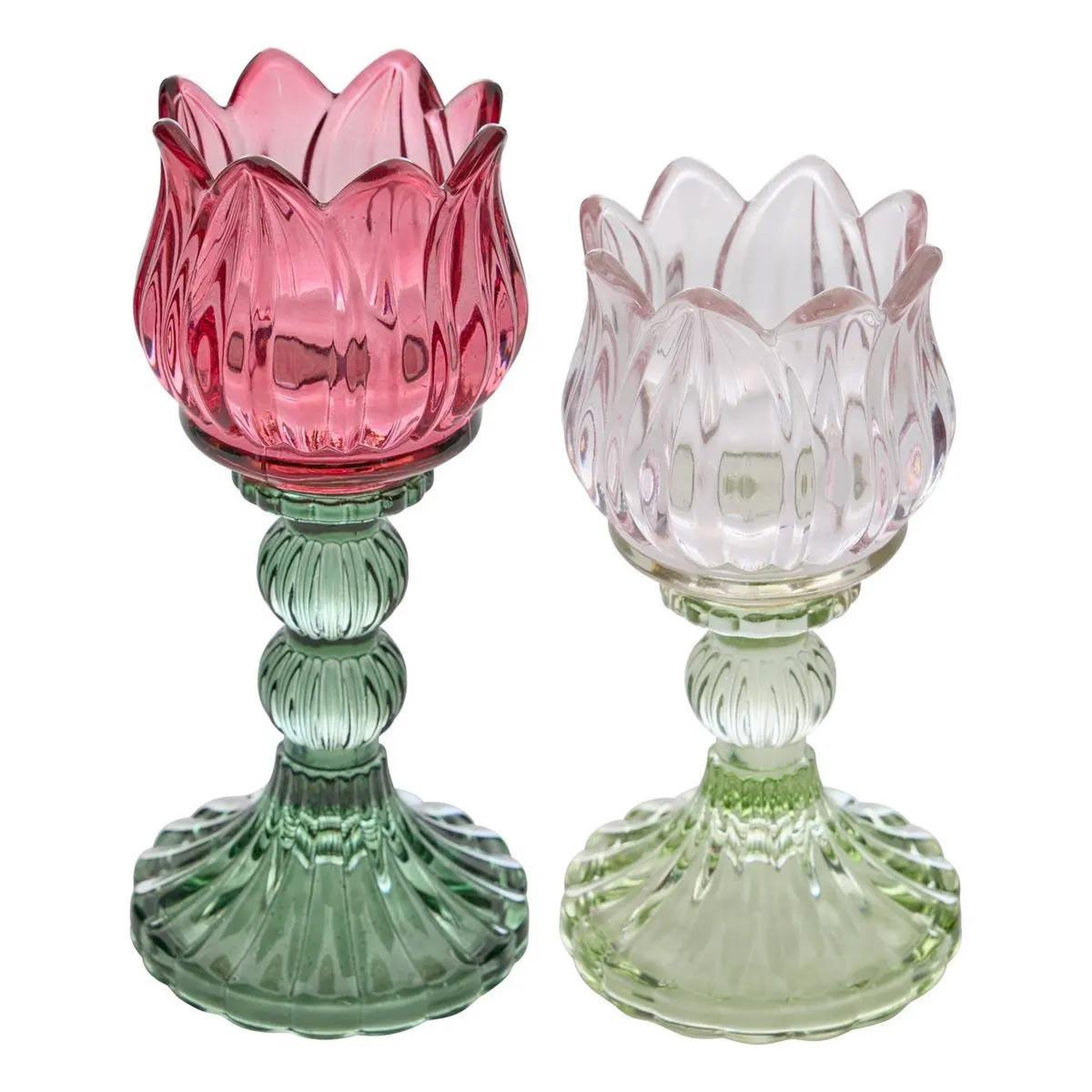 ATMOSPHERA Lot de 2 photophores design  fleur de rose  17cm multicolore