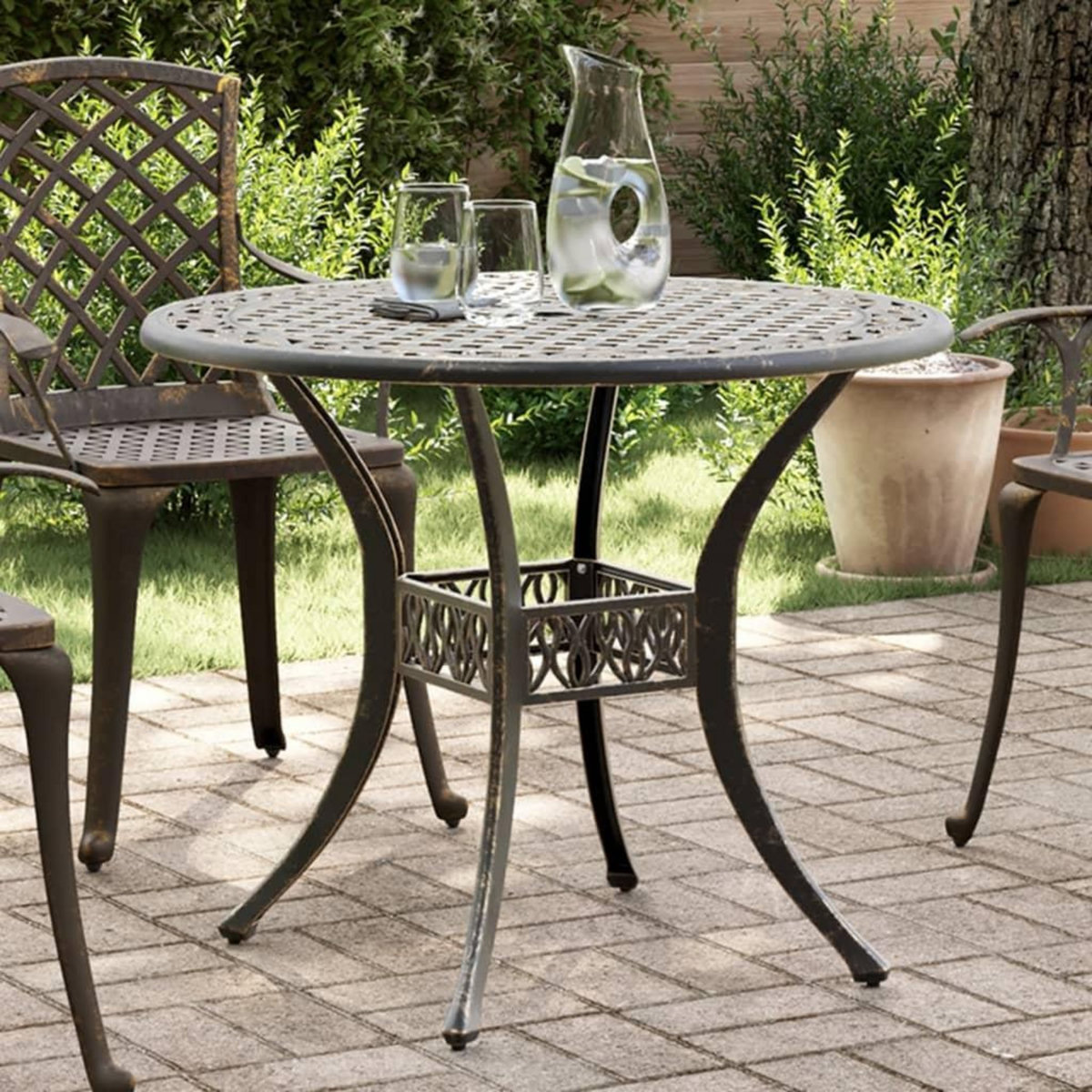 VIDAXL Table de jardin bronze Ø90x75 cm aluminium coule