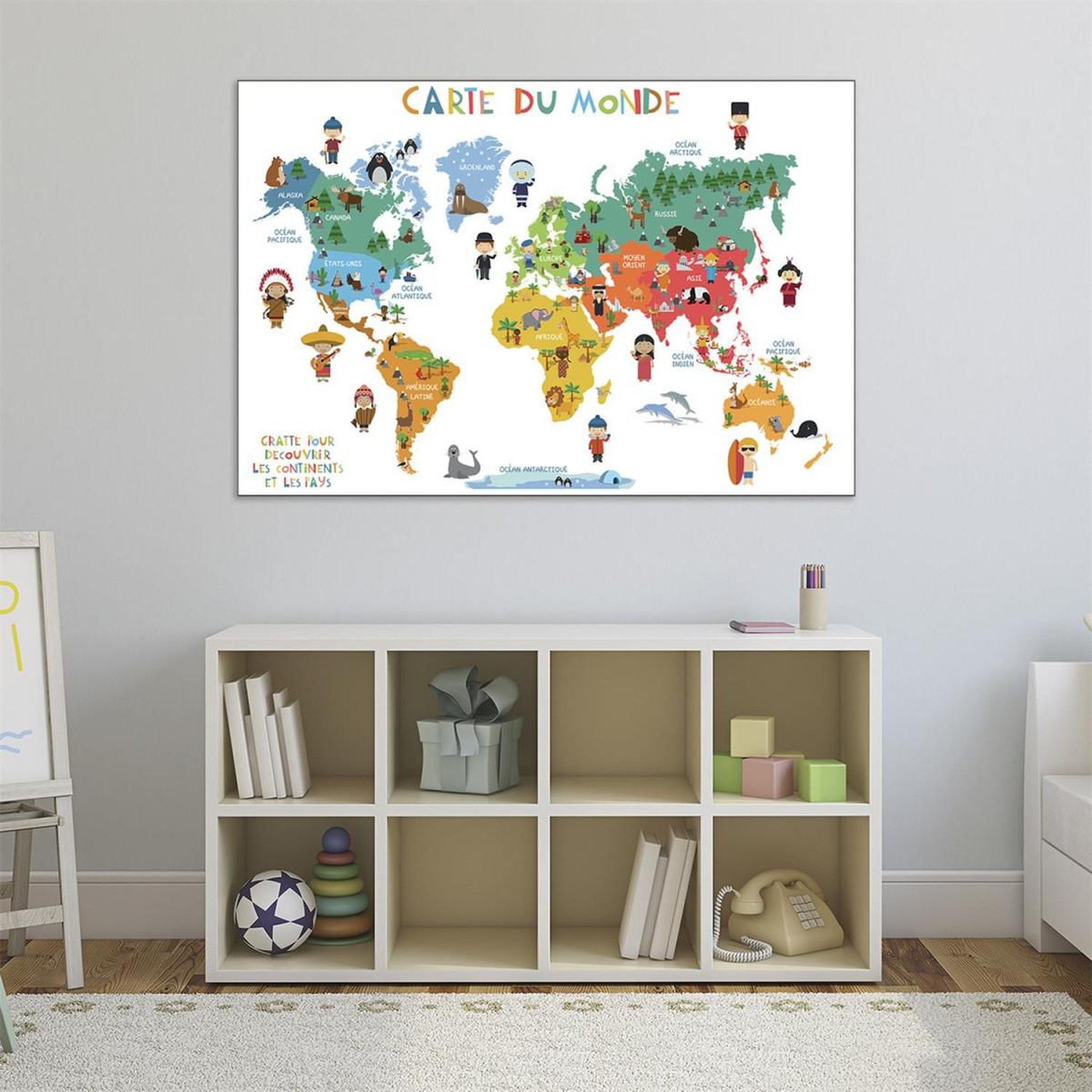 Voir la diapositive 5 : Jeux 2 momes Poster carte du monde  a gratter  40x60cm gris